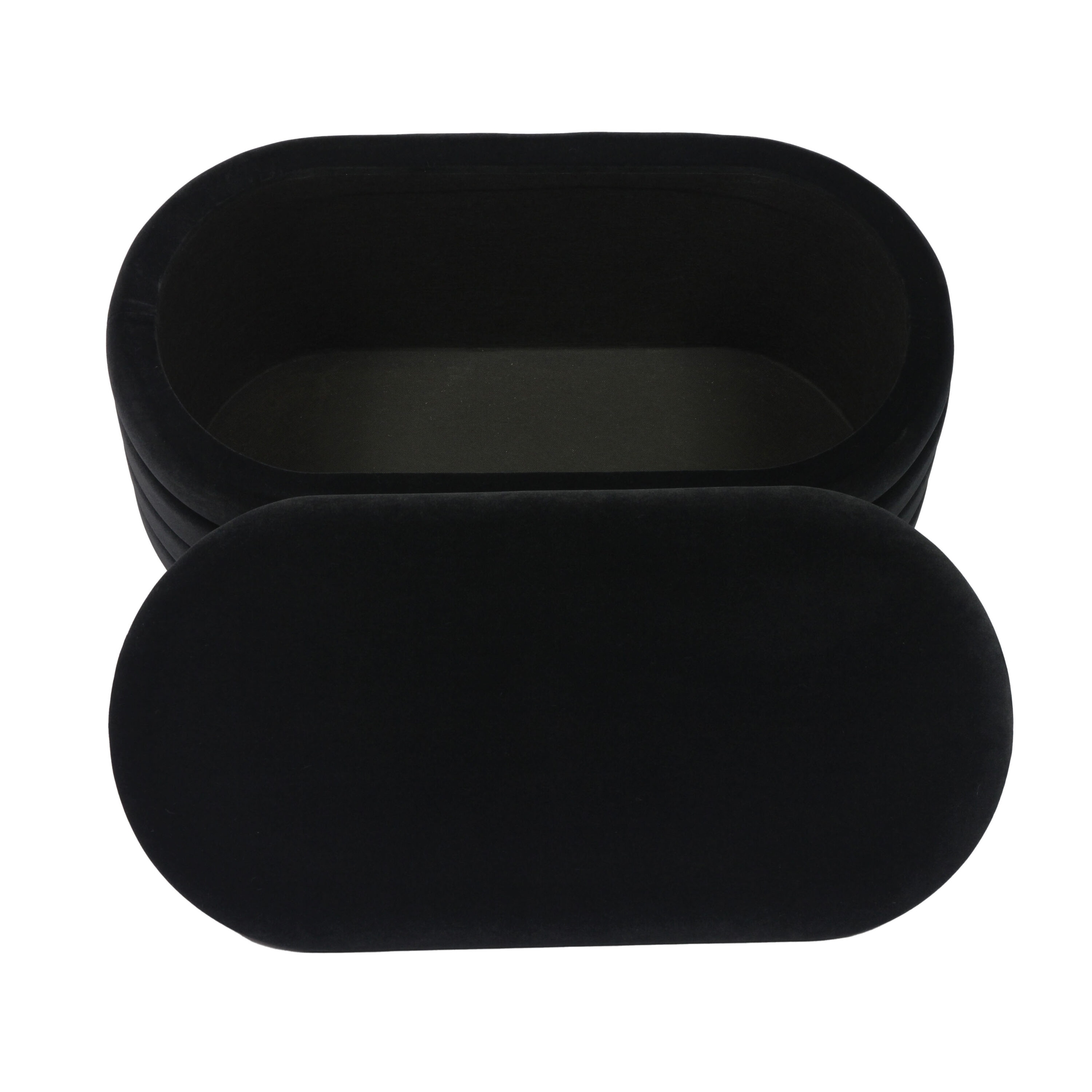 Contemporary Black Velvet Storage Bench with Gold Base