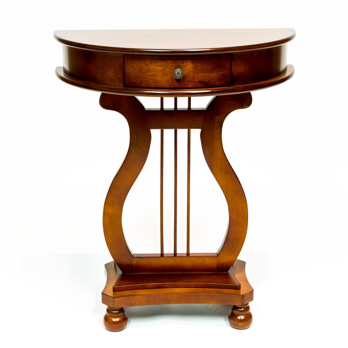 Cherry Wood Harp Table with Storage Drawer