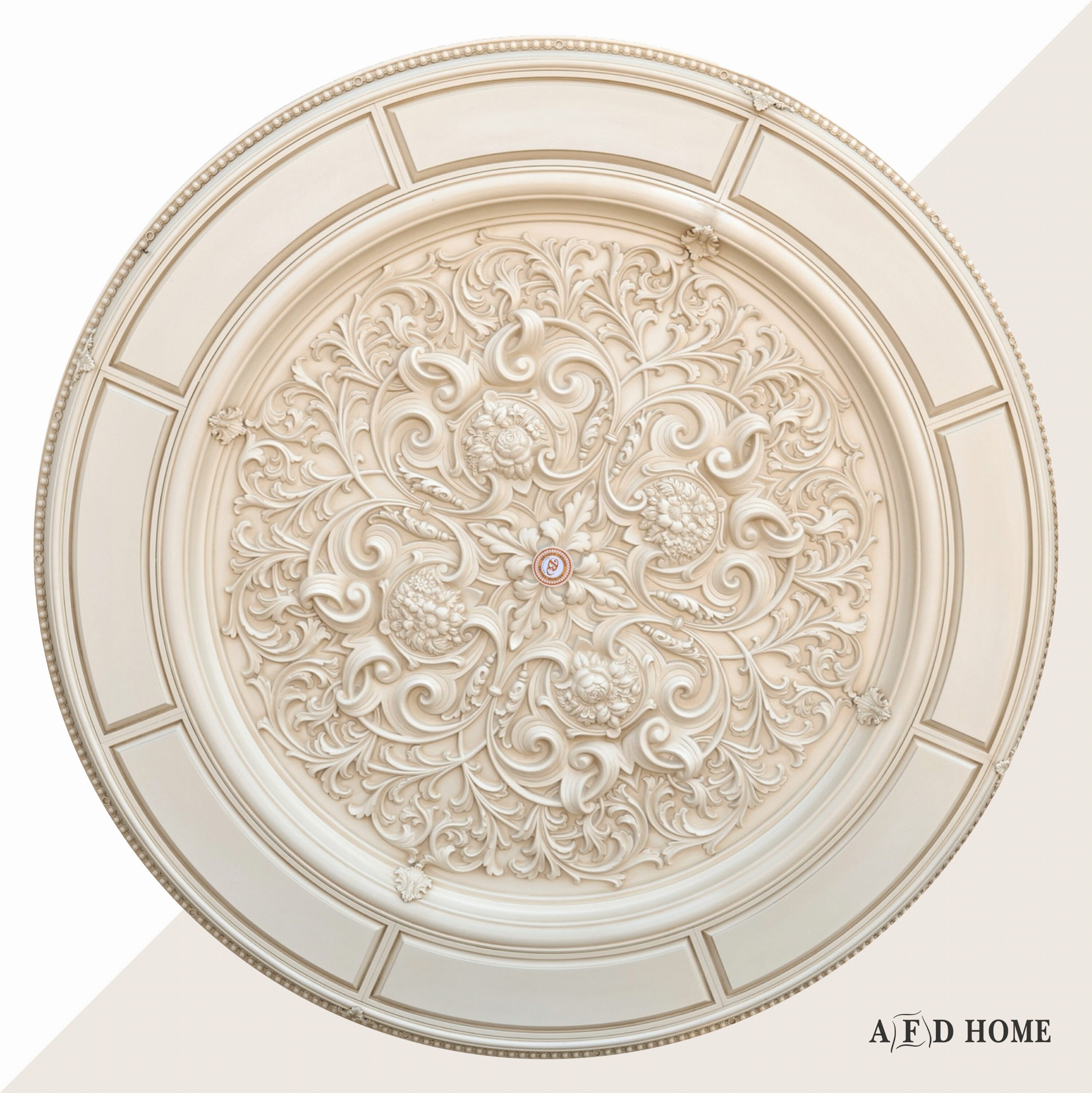 Alluring Carve Cream Round Ceiling Medallion
