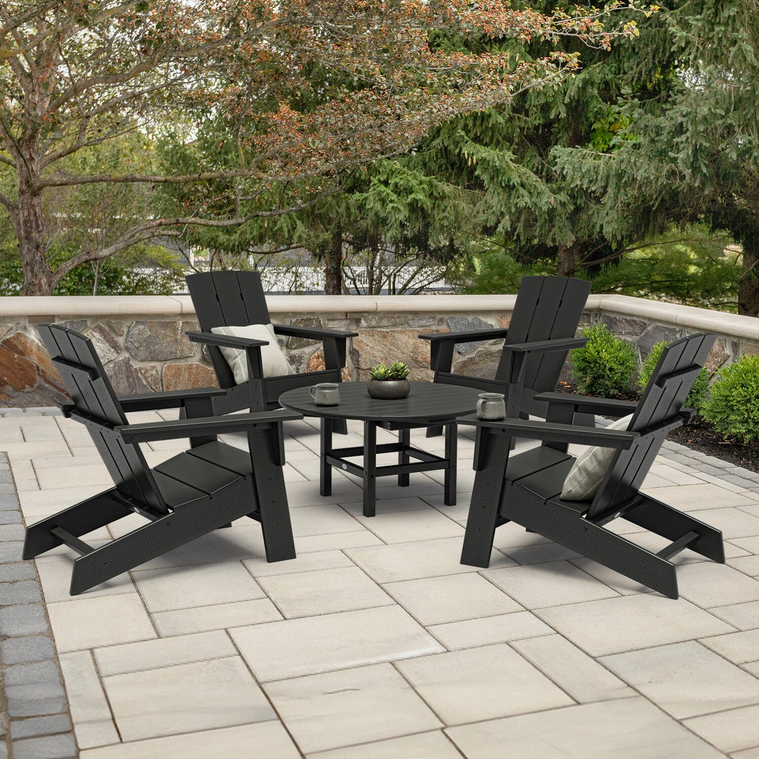 allen + roth by POLYWOOD PWS779-1-BL Oakport 5 -Piece Patio Conversation Set