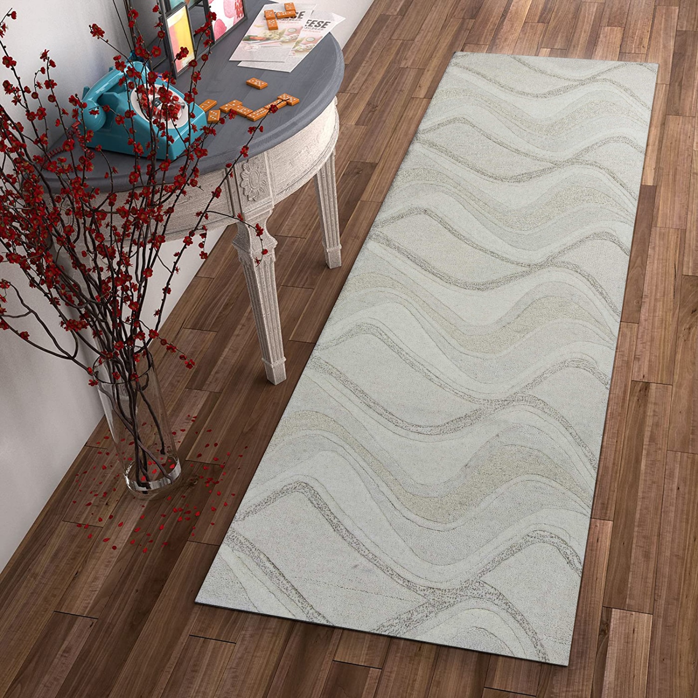 HomeRoots 352302 Bernadette 2 X 7 (ft) Rag Wool Ivory Indoor Geode Runner Rug