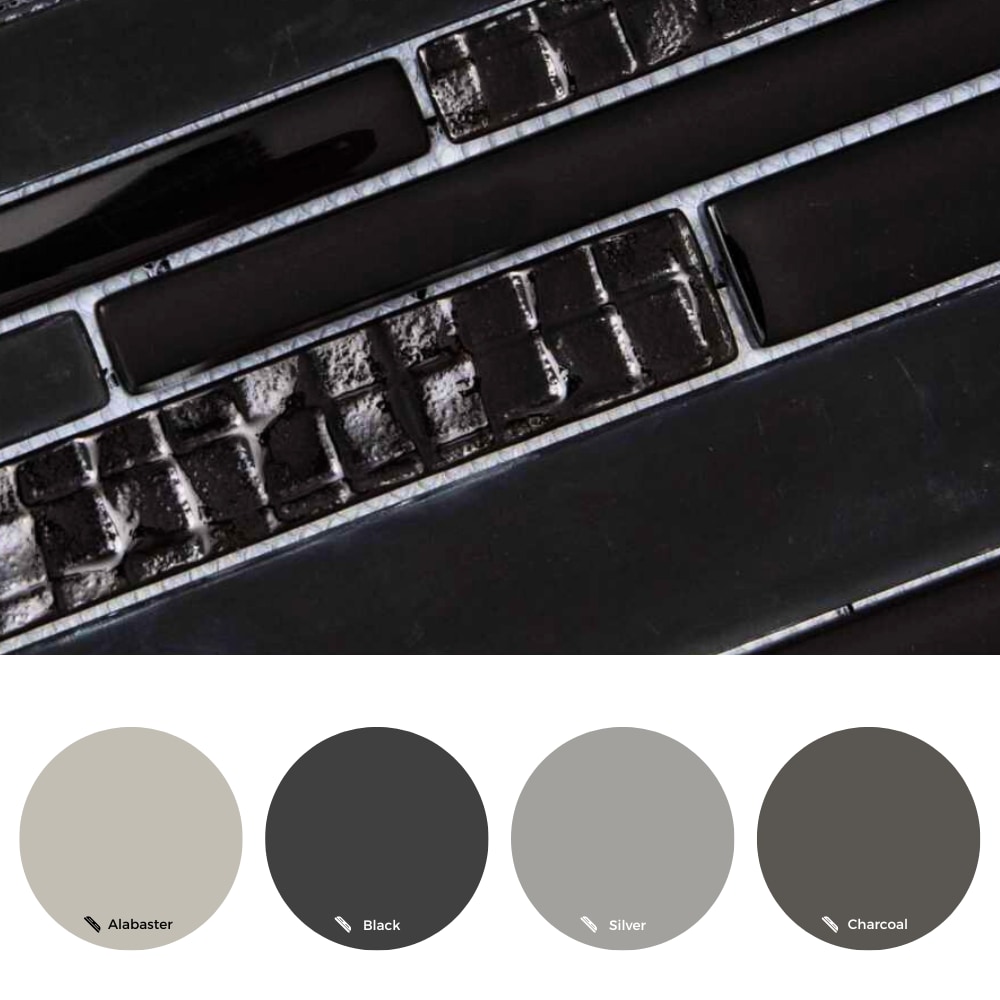 Karma Black 12x12 Textured Glass Mosaic Wall Tile