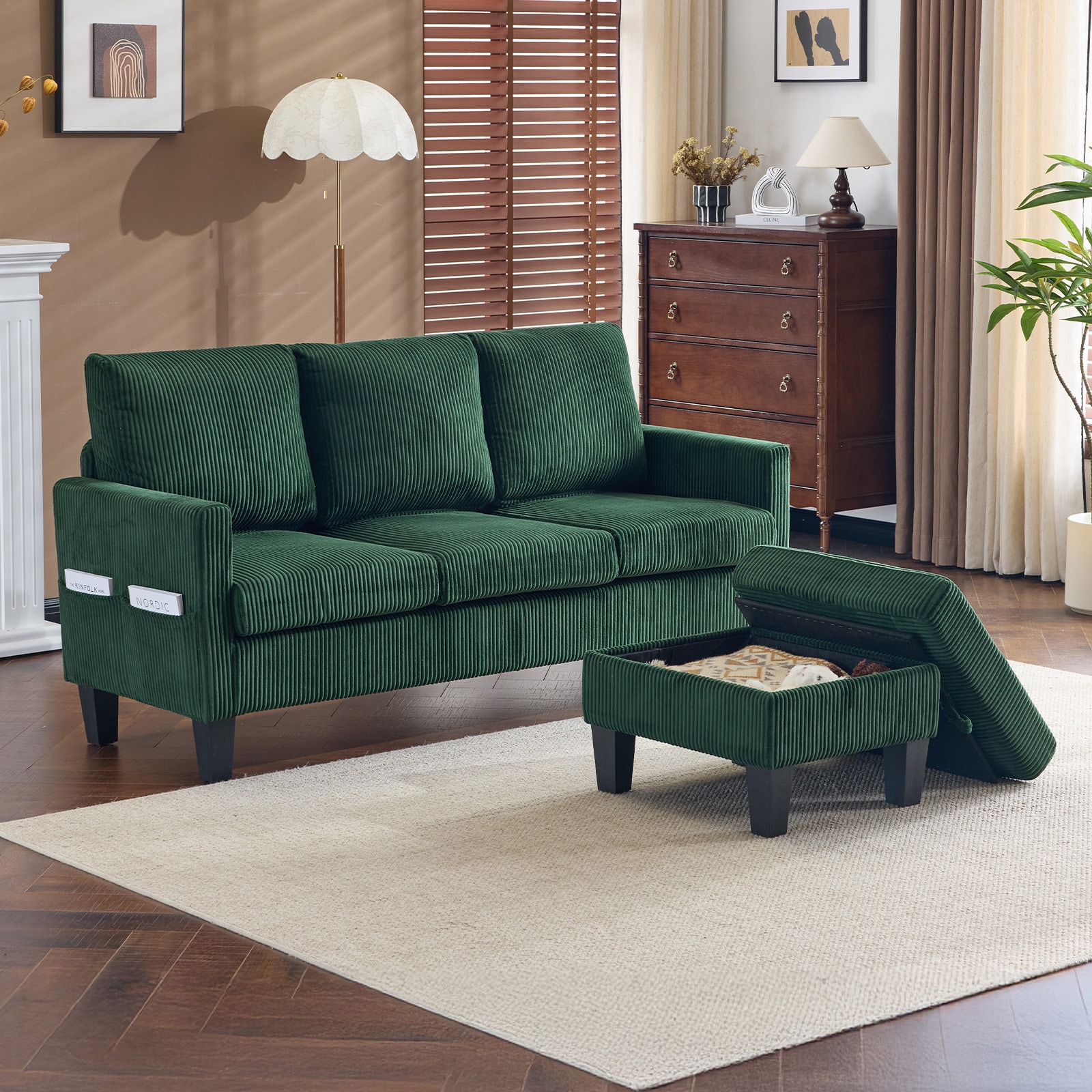 VINGLI - 68.5-in L-Shaped Couch with Movable Storage Ottoman Modern Reversible Chaise Couch for S...