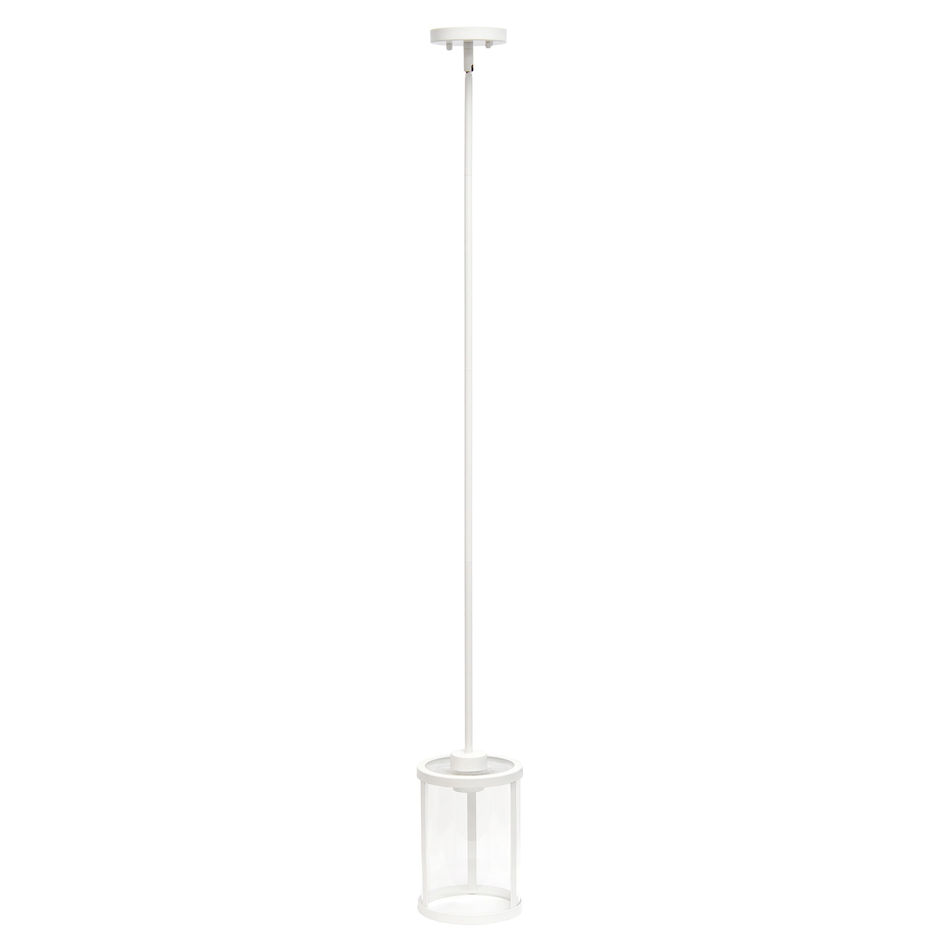 Farmhouse Chic 55" White Metal & Clear Glass Adjustable Pendant Light