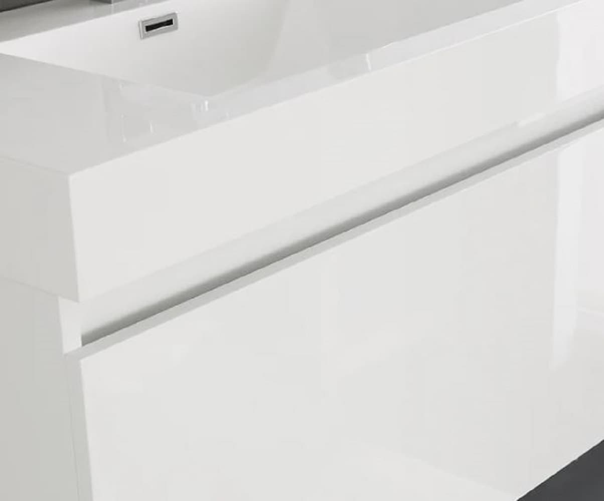 Glossy White 36" Wall-Mounted Single Sink Vanity with Acrylic Top