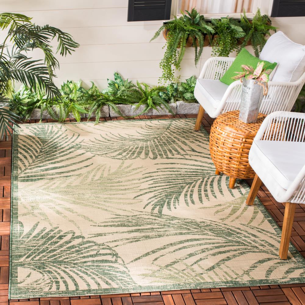 Carmel Botanical Sage Green Tropical Floral Indoor Outdoor Rugs