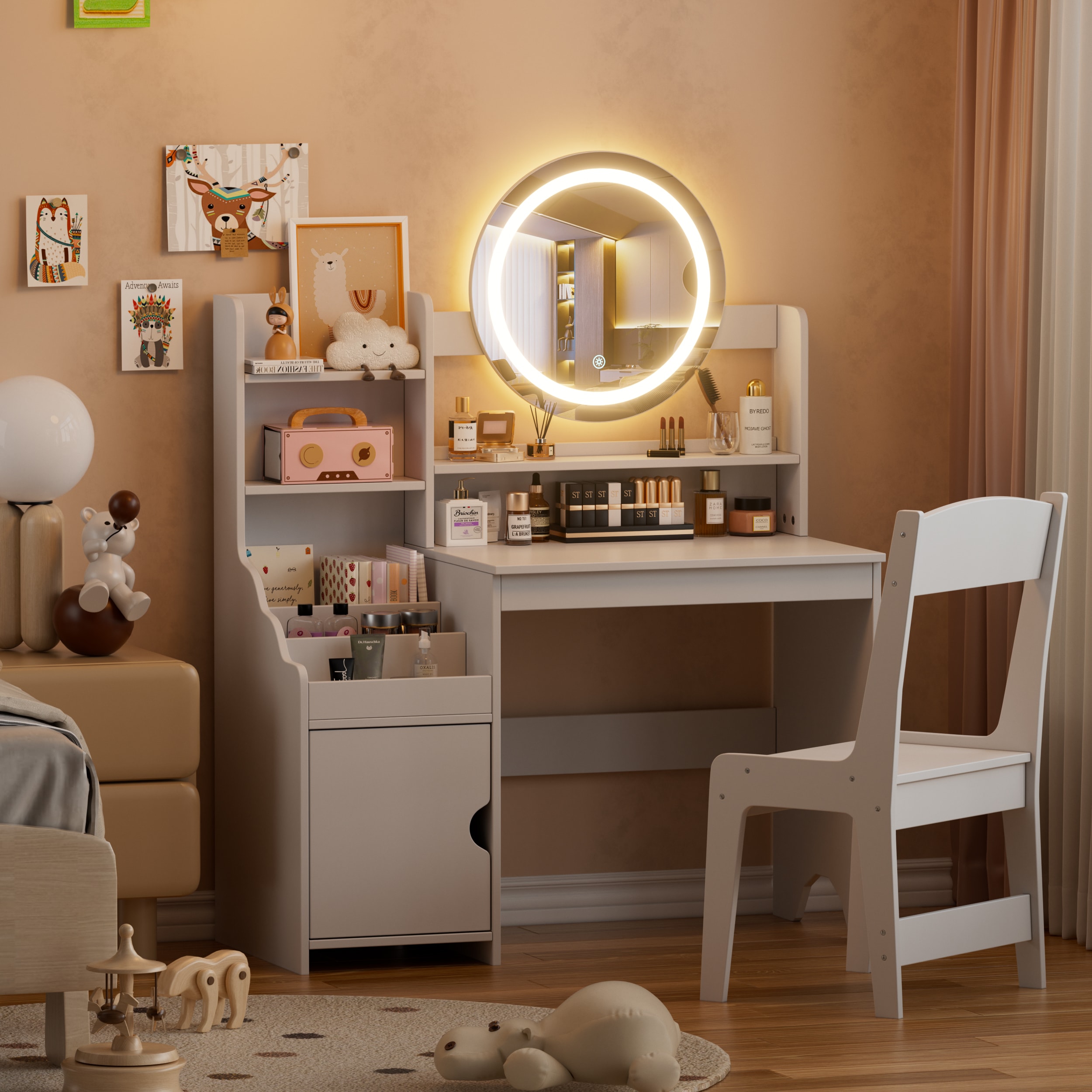 PAKASEPT TTAK012-WWXY250318 35.4-in White Makeup Vanity