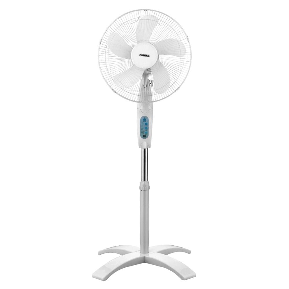 Optimus 16-in 3-Speed Indoor White Oscillating Pedestal Fan with