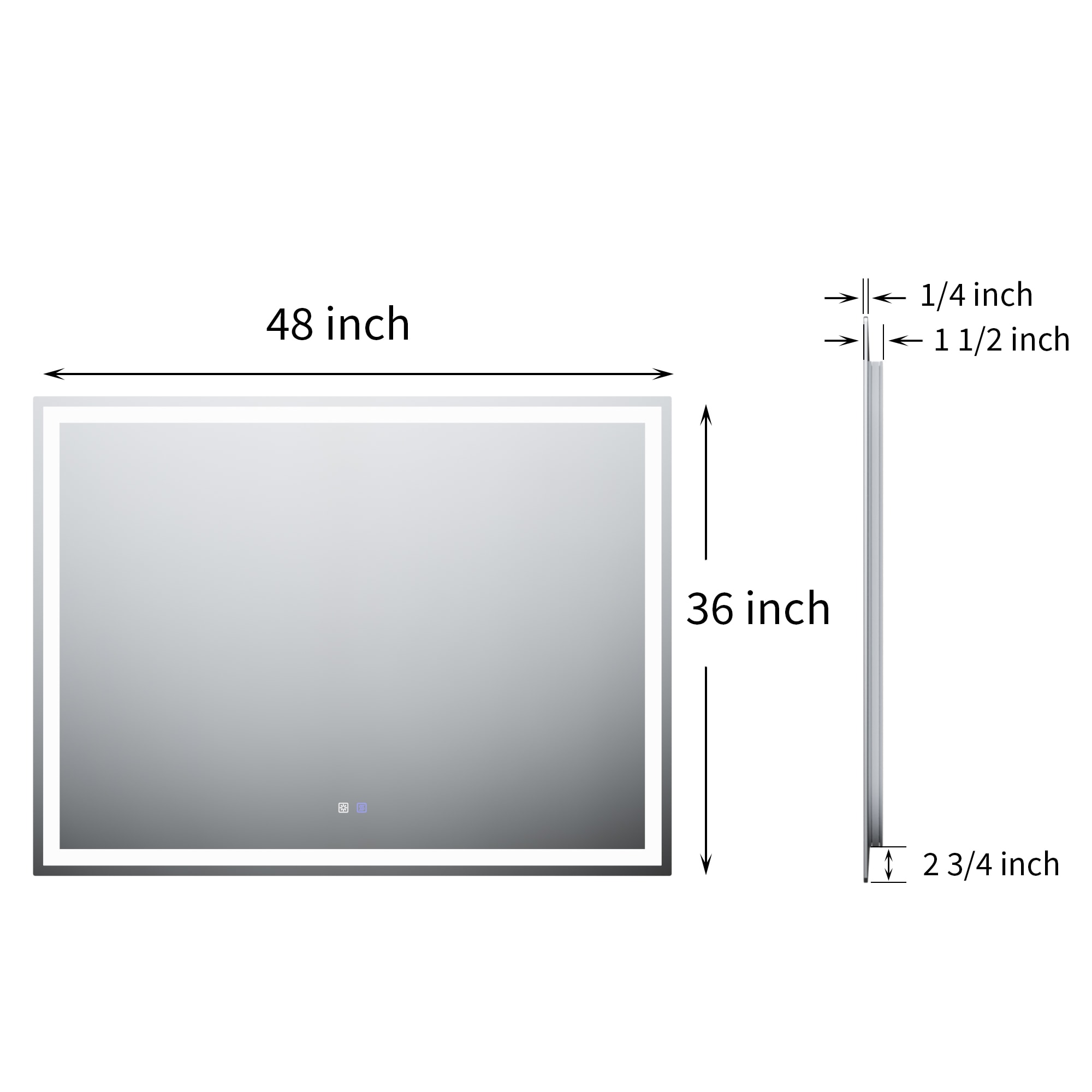 ExBrite 48-in x 36-in Frameless Dimmable Lighted Fog Free Bathroom ...