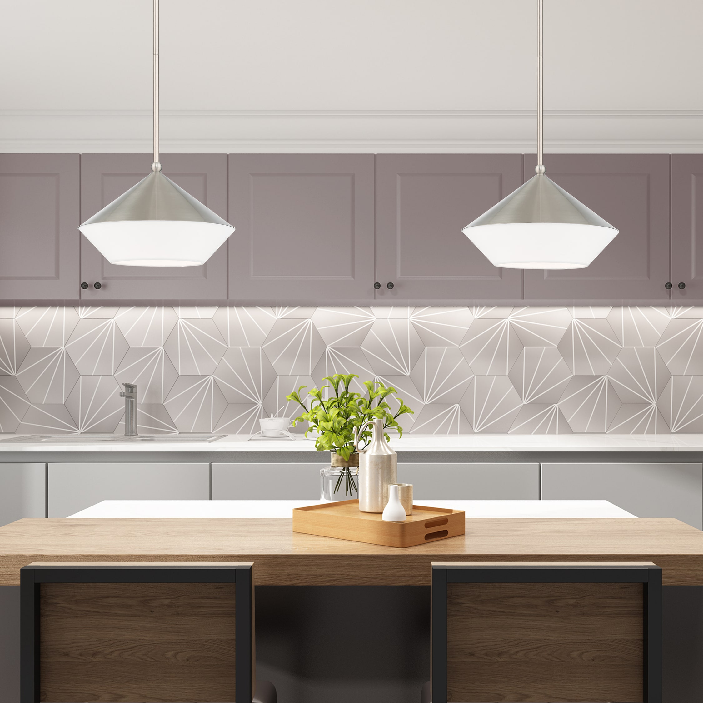 Stockholm Brushed Nickel Mini Pendant with Glass Shade