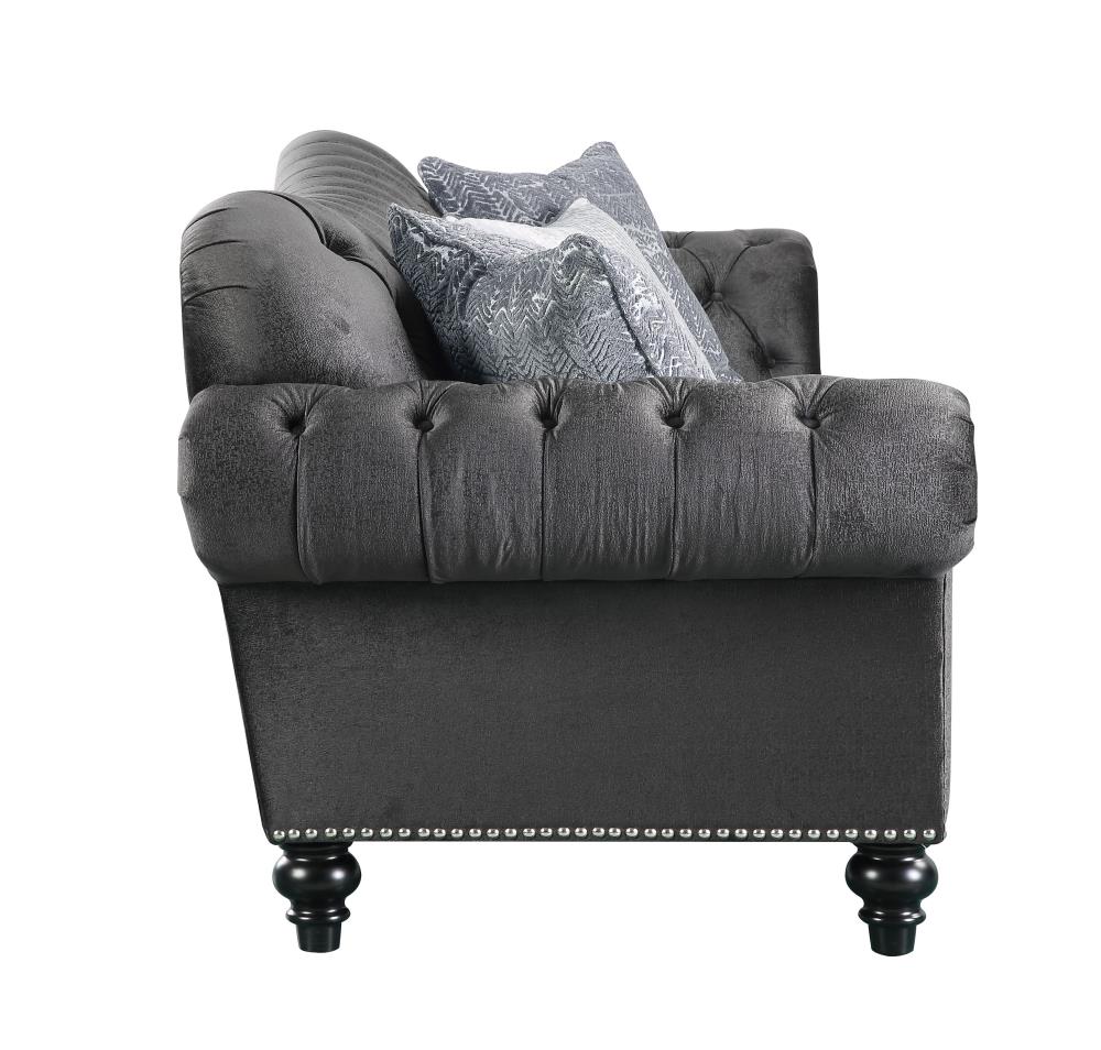 ACME FURNITURE Gaura 96.5-in Vintage Dark Gray Velvet 3-seater Sofa at ...