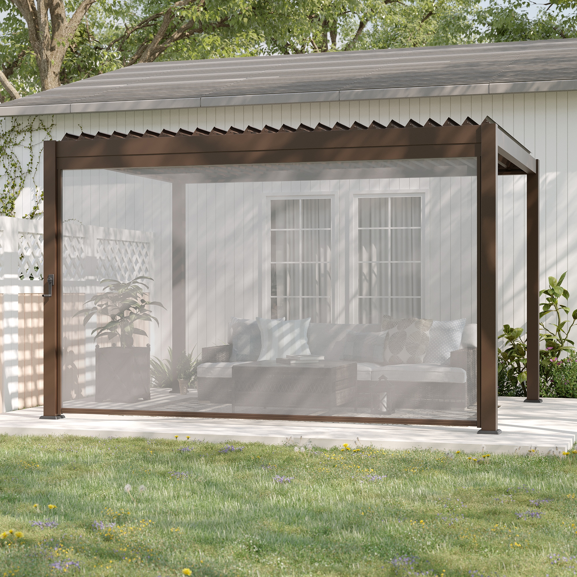 ACEGOSES LW-PPS-13BN Alpine Skytop 12-ft 6-in W x 13-ft 6-in L x 7-ft 3-in H 13ft Metal Attached Pergola