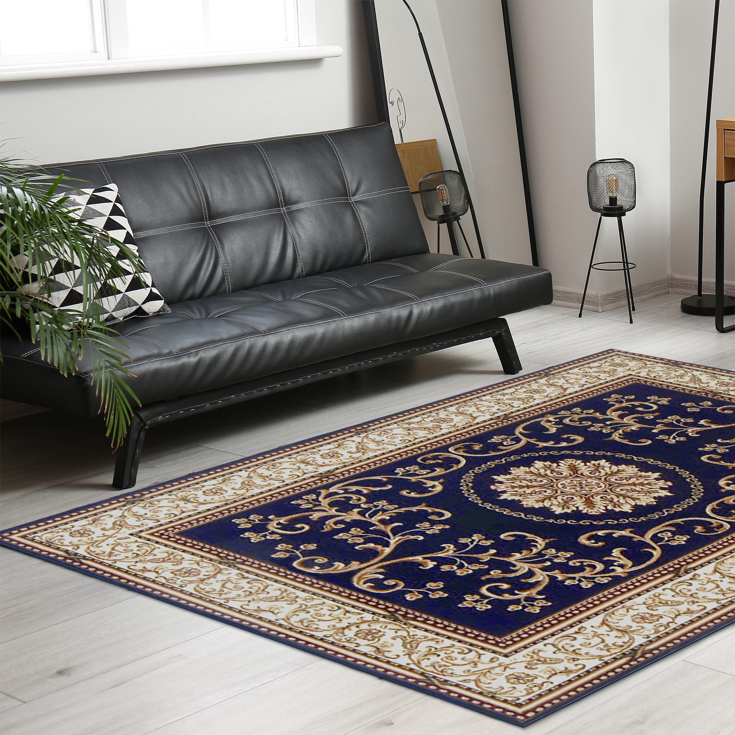 Radici USA 1419/1342/NAVY Noble 8 x 10 (ft) Polypropylene Navy Rectangular Indoor Medallion Oriental Area rug