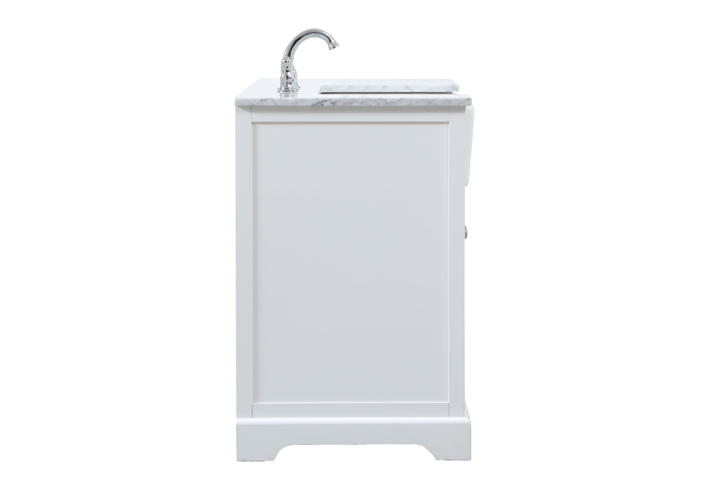 White Solid Wood and MDF Single Bathroom Vanity with Carrara Marble Top