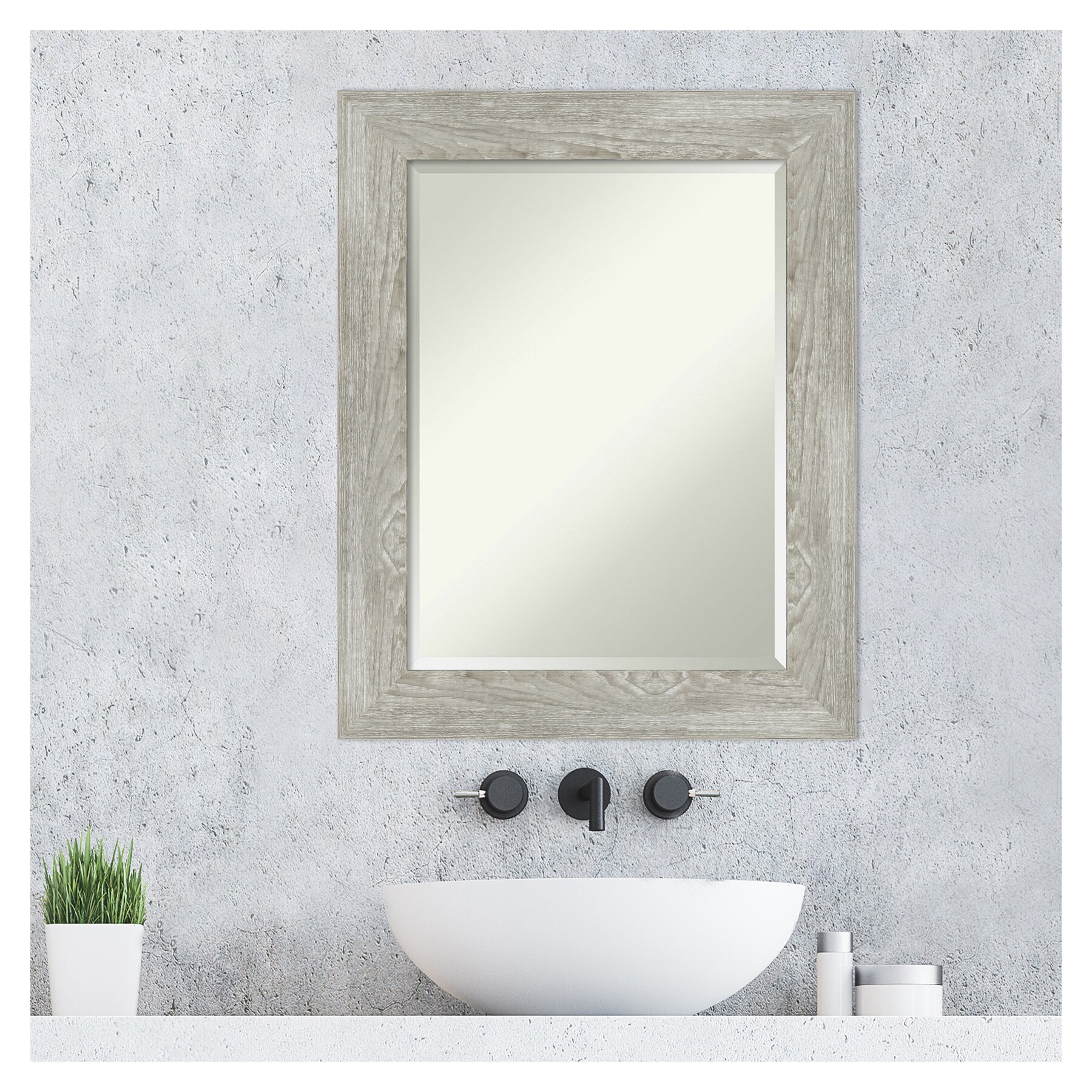 Amanti Art Dove Greywash Frame 23.88-in x 29.88-in Bathroom Vanity ...
