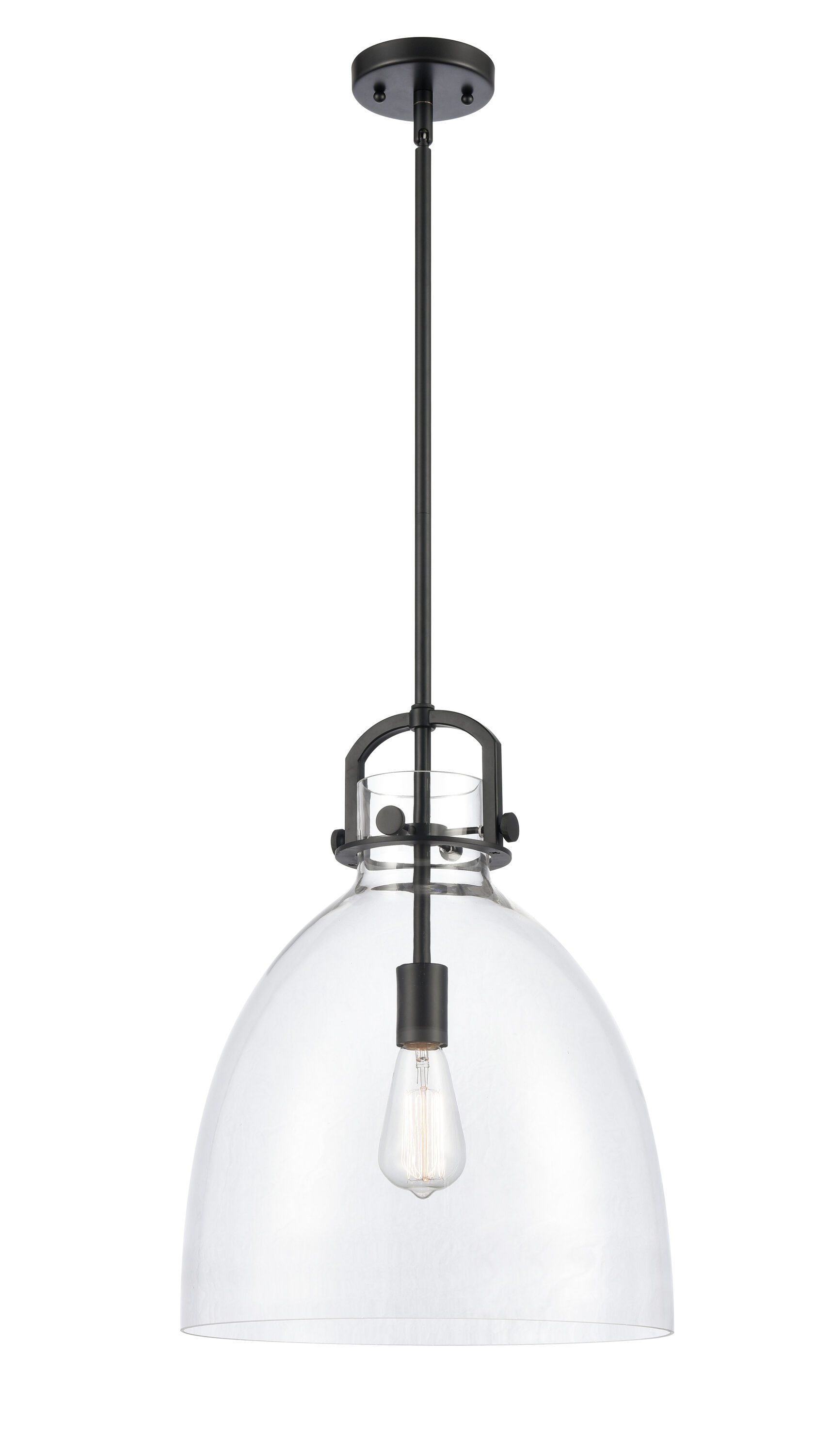 Innovations Lighting Newton Bell Matte Black Industrial Clear Glass ...