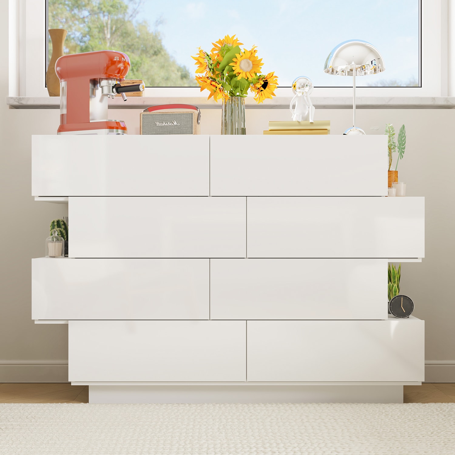 FUFU&GAGA KF260131-01 White 8 -Drawer Standard dresser