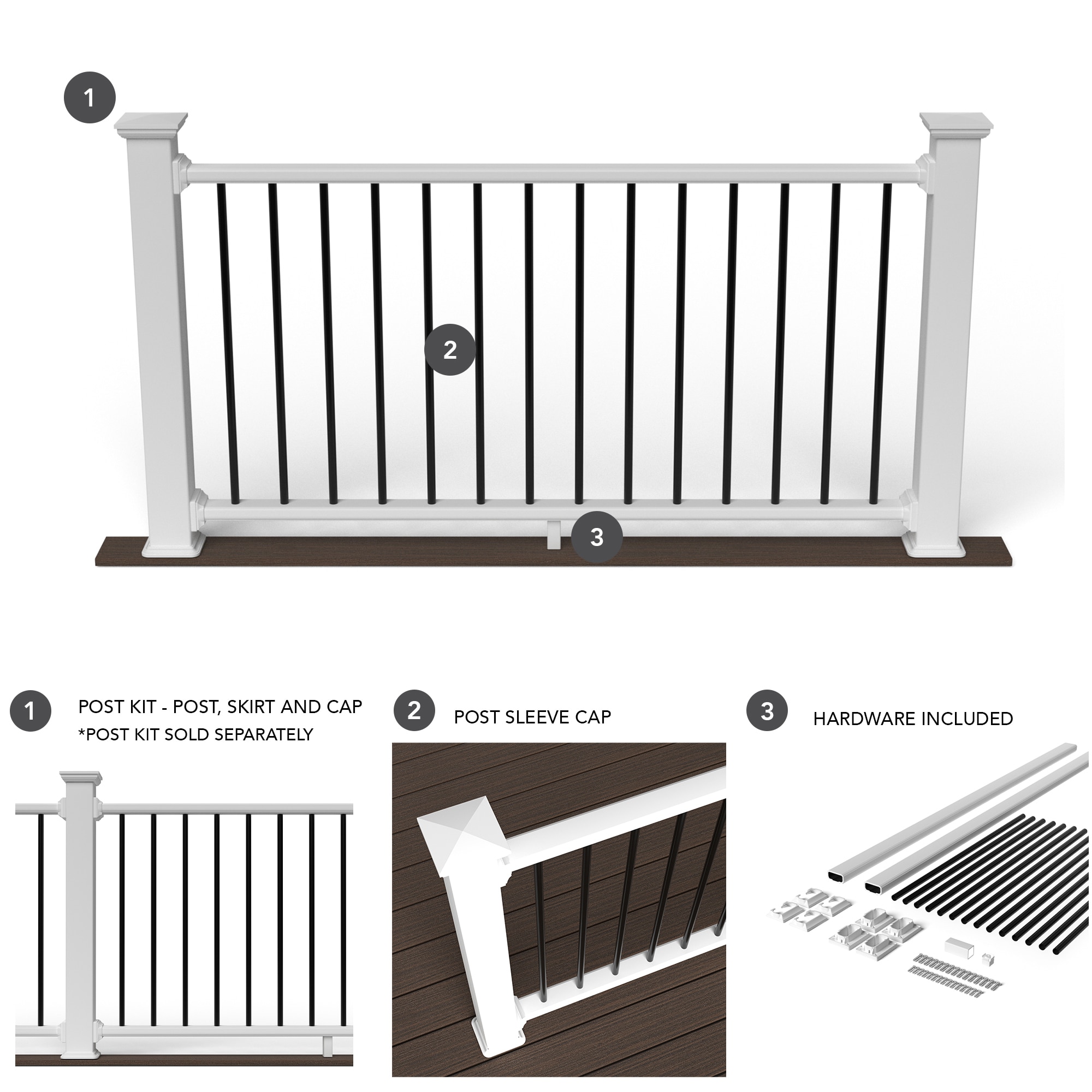 Deckorators Grab And Go 6 Ft X 275 In X 36 In White Composite Deck Rail Kit In The Deck Railing