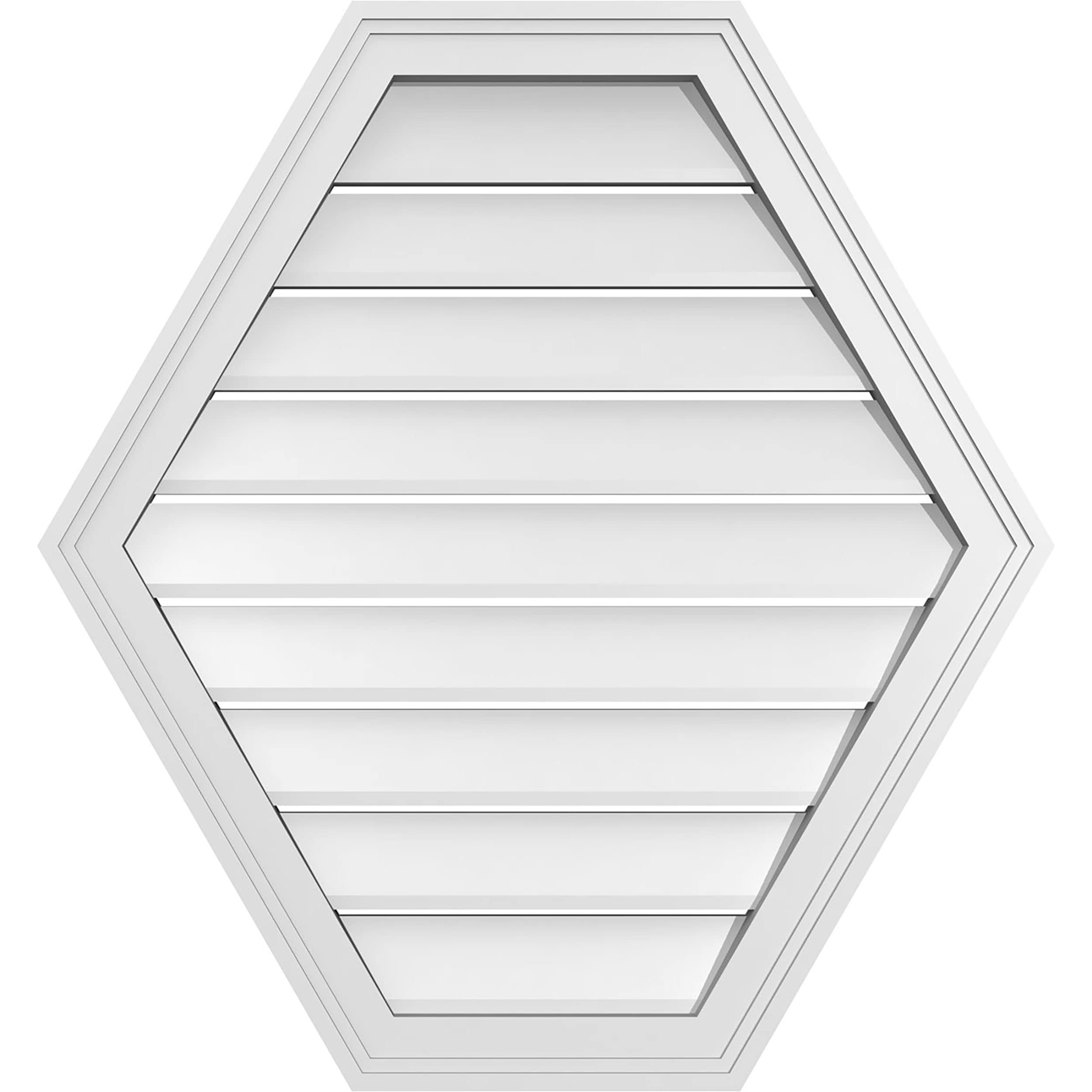 Ekena Millwork GVPHP28X3002SF 28-Inches x 30-Inches Off-white Peaked PVC Gable Louver Vent