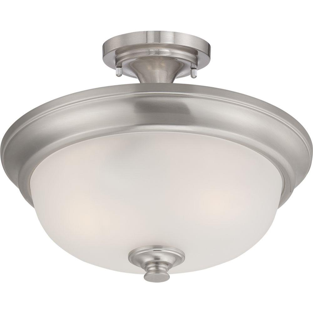 2-Light 13.75-in Brushed Nickel Incandescent Semi-flush Mount Light in ...