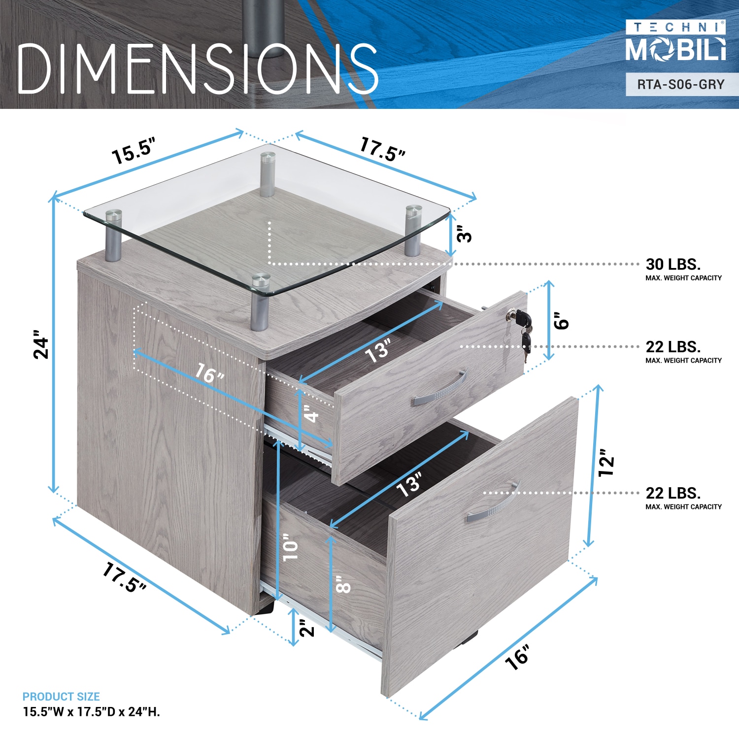 Streamdale Furniture RTA-S06-GRY Filing-Cabinets - View #4