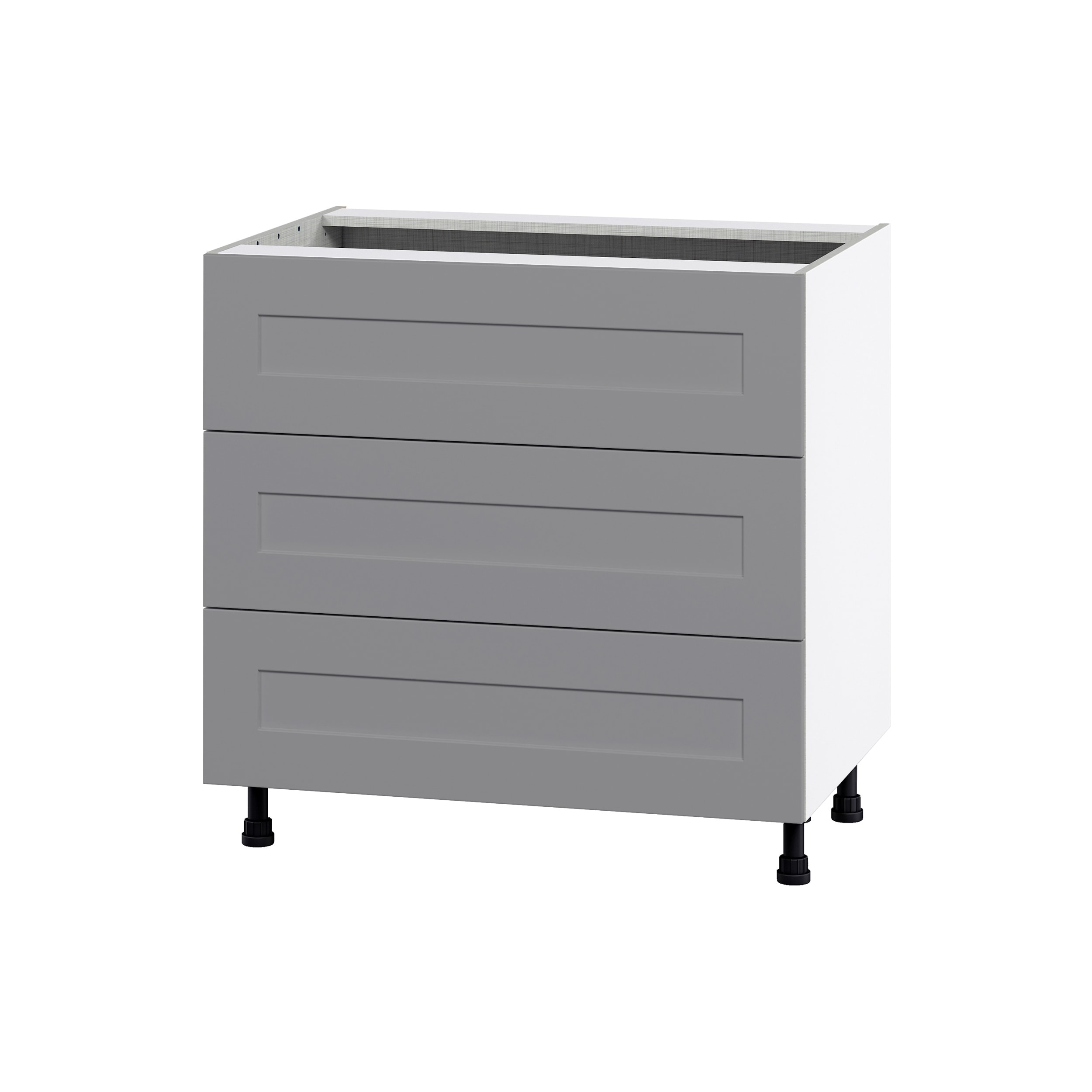 Hugo&Borg Beaumont 36-in W x 34.5-in H x 24-in D Slate Gray 3-Drawer Base Fully Assembled Cabinet