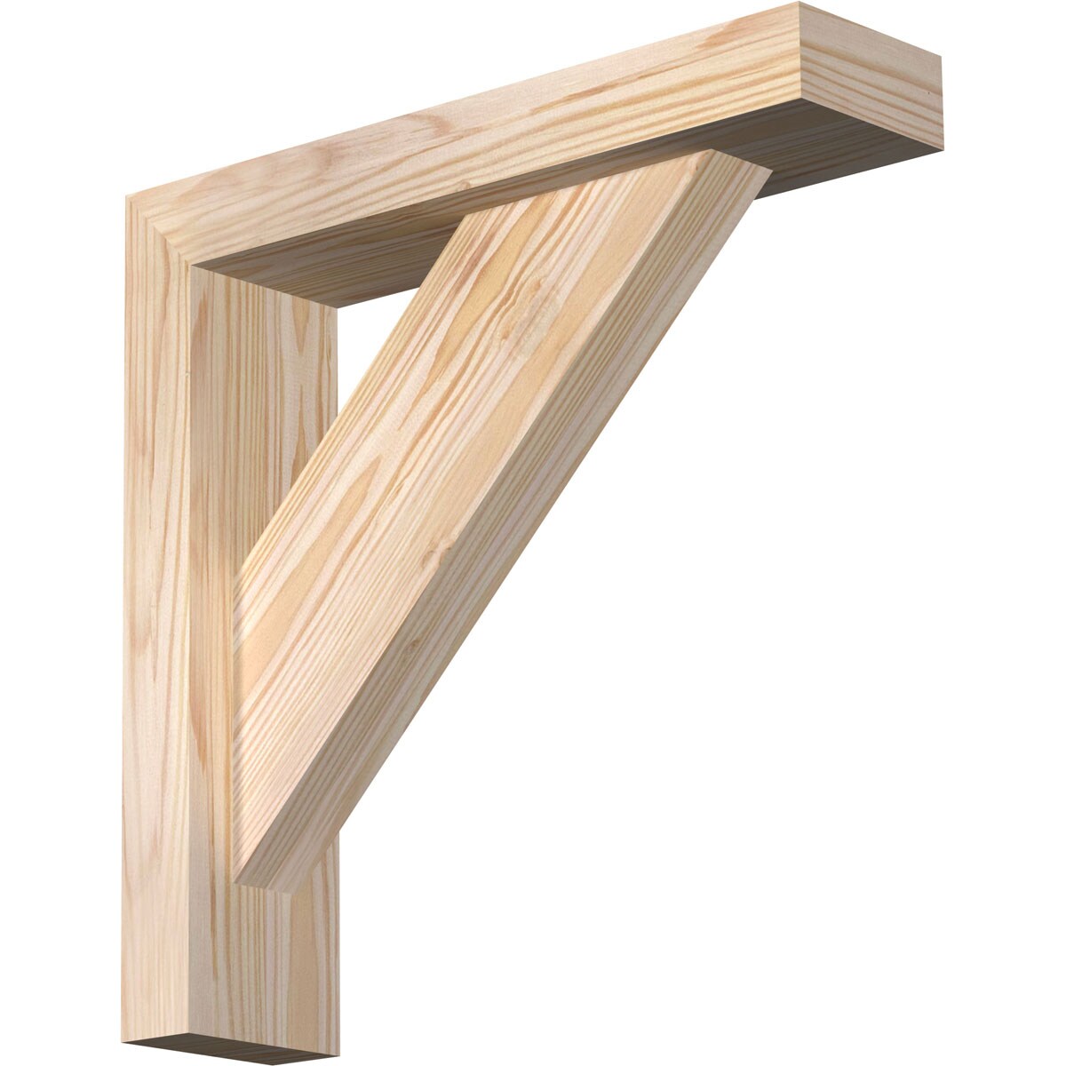 Ekena Millwork 1465005 Traditional Block Smooth Bracket with Offset Brace 3-1/2-in x 14-in x 14-in Douglas fir Brown Wood Standard bracket