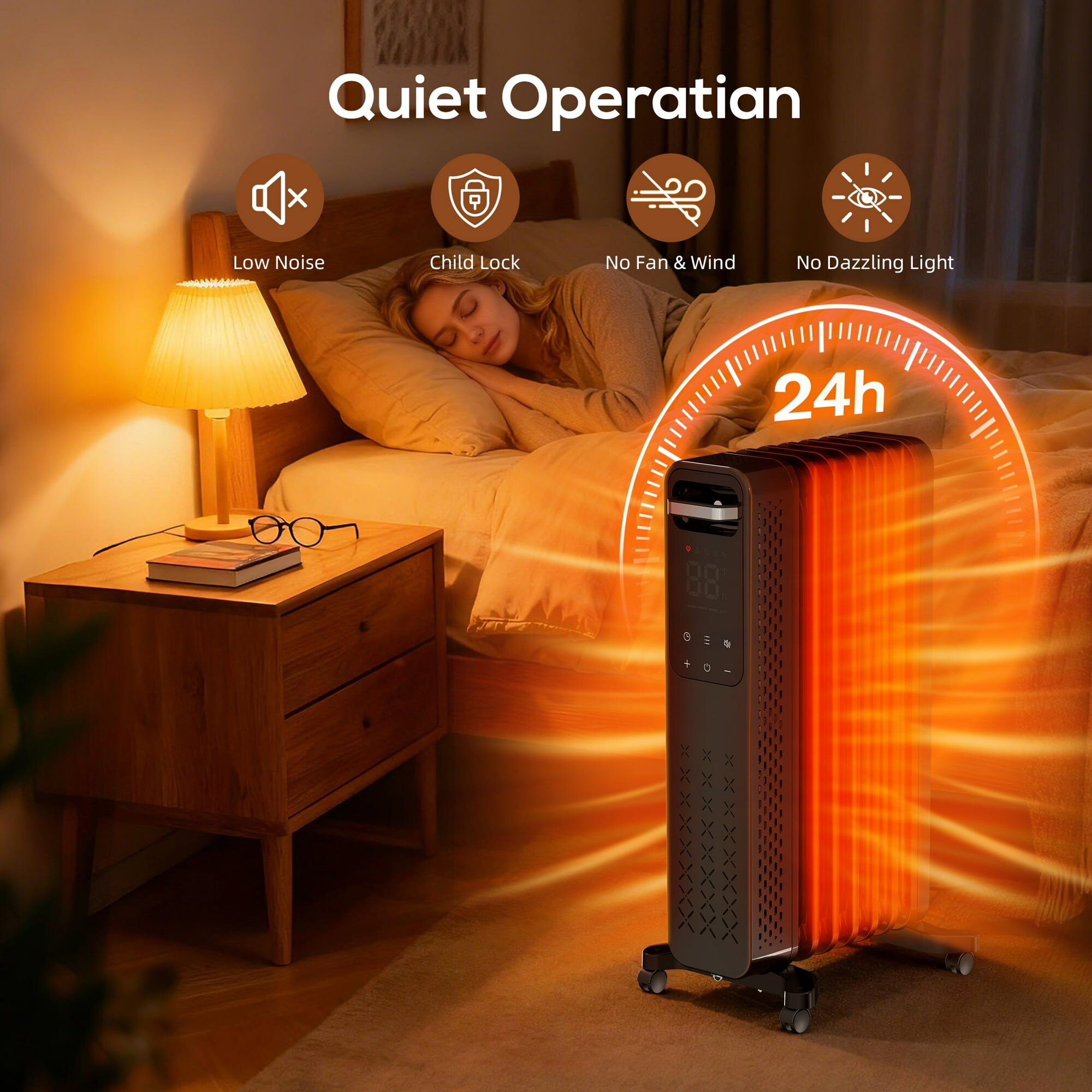 Antarctic Star 1500 -Watt Black Oil-filled radiant Tower Indoor