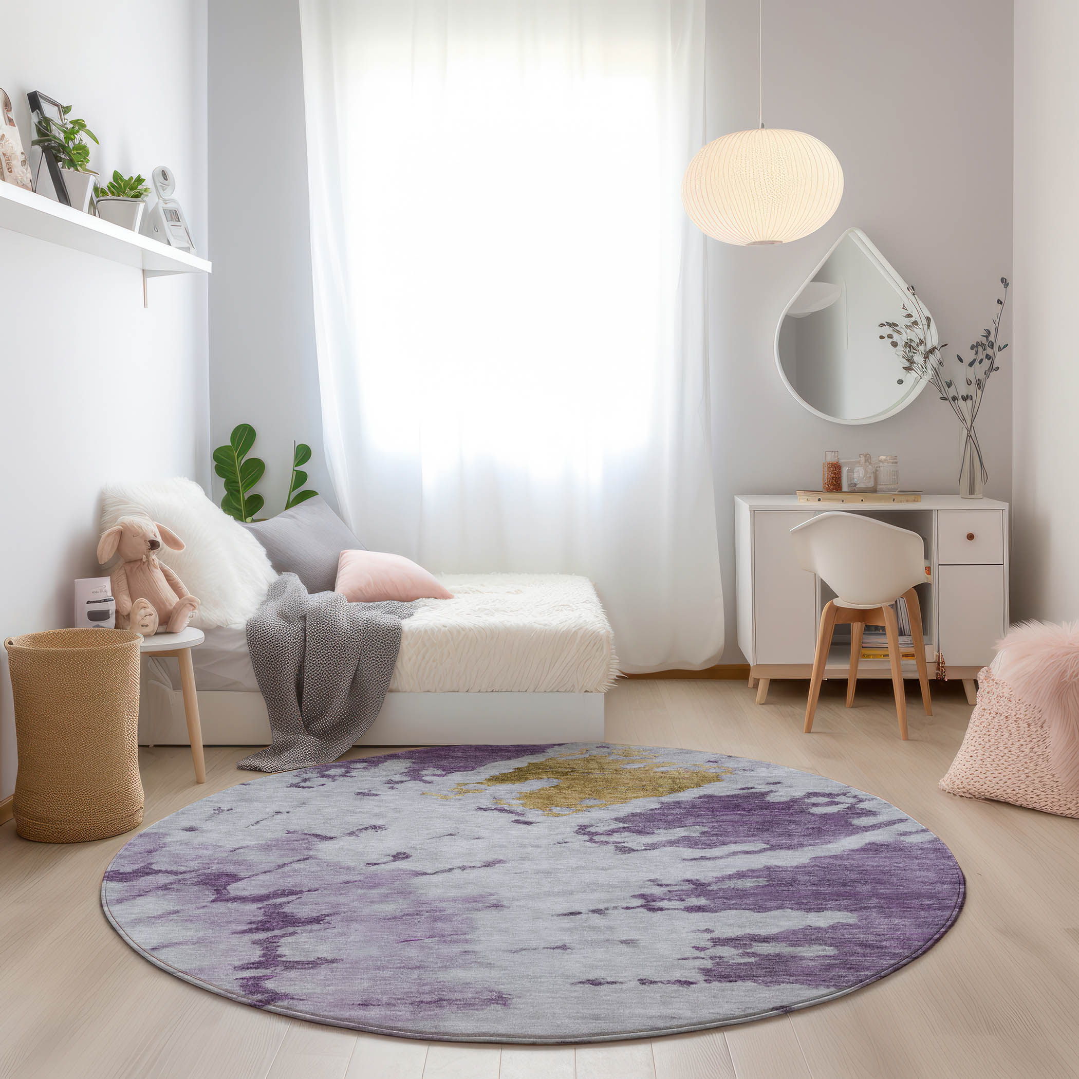 Addison Rugs ACN614PP8RO Chantille ACN614PP 8 x 8 (ft) Polyester Purple Round Indoor/Outdoor Abstract Machine washable Area rug