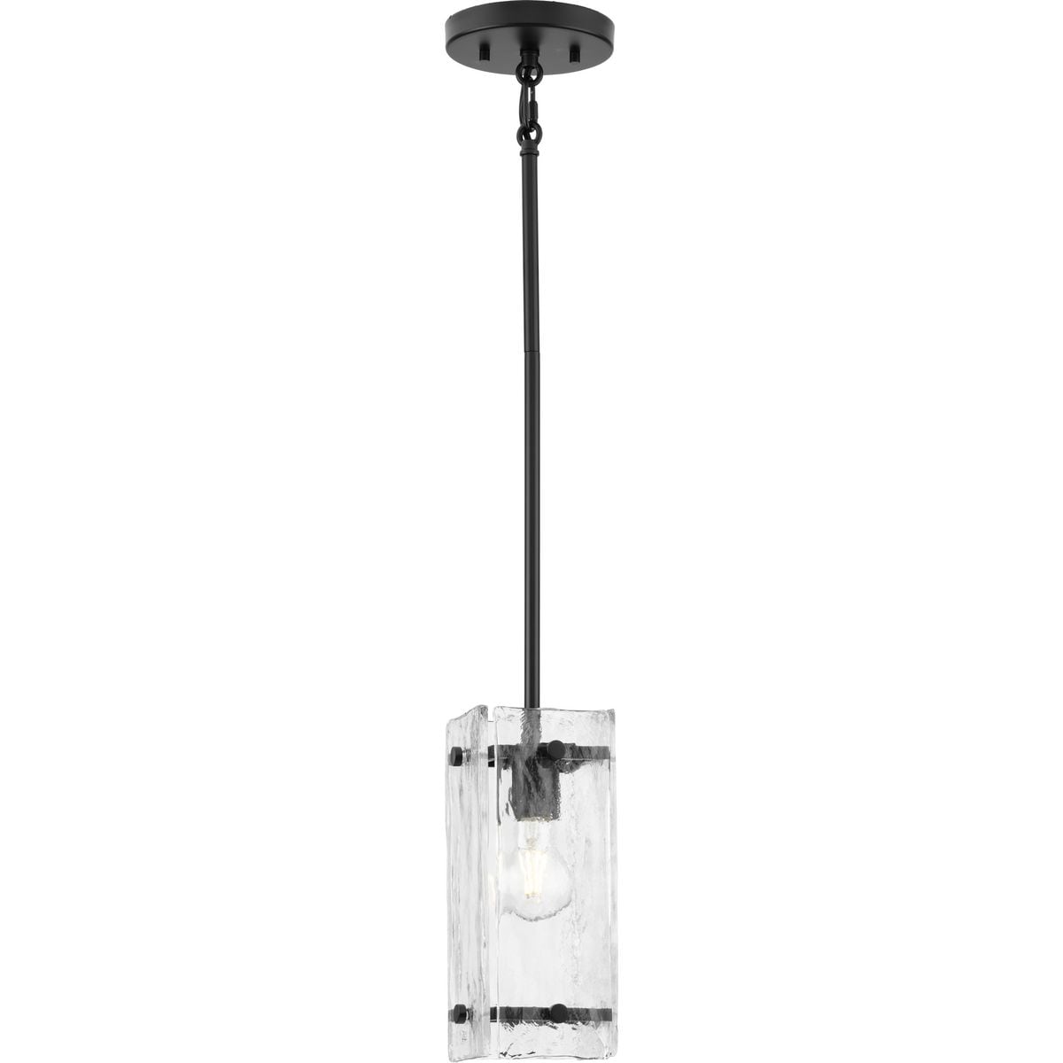 Rivera Matte Black Mini Pendant with Clear Textured Glass