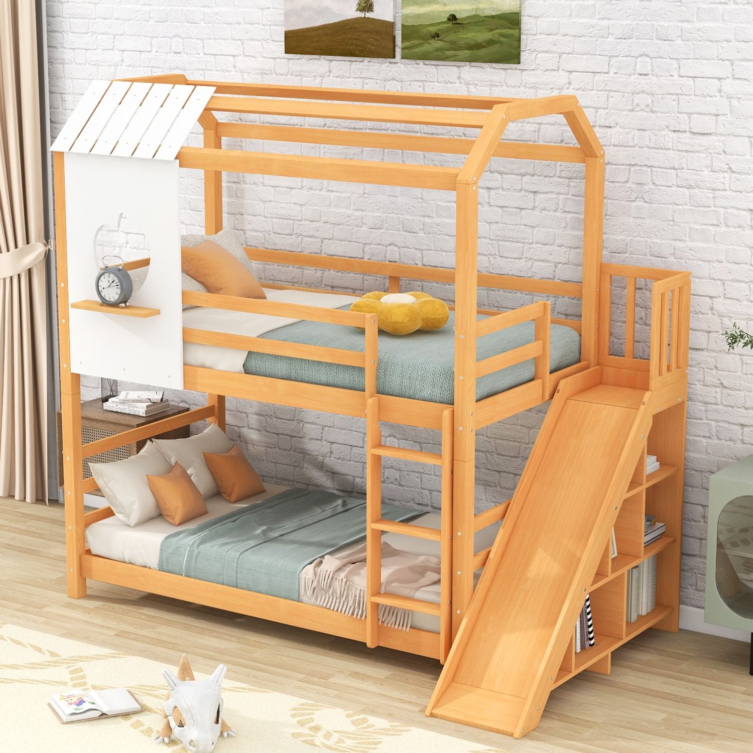 JASMODER GX001315AAM Natural Twin Composite Platform Bed with Storage