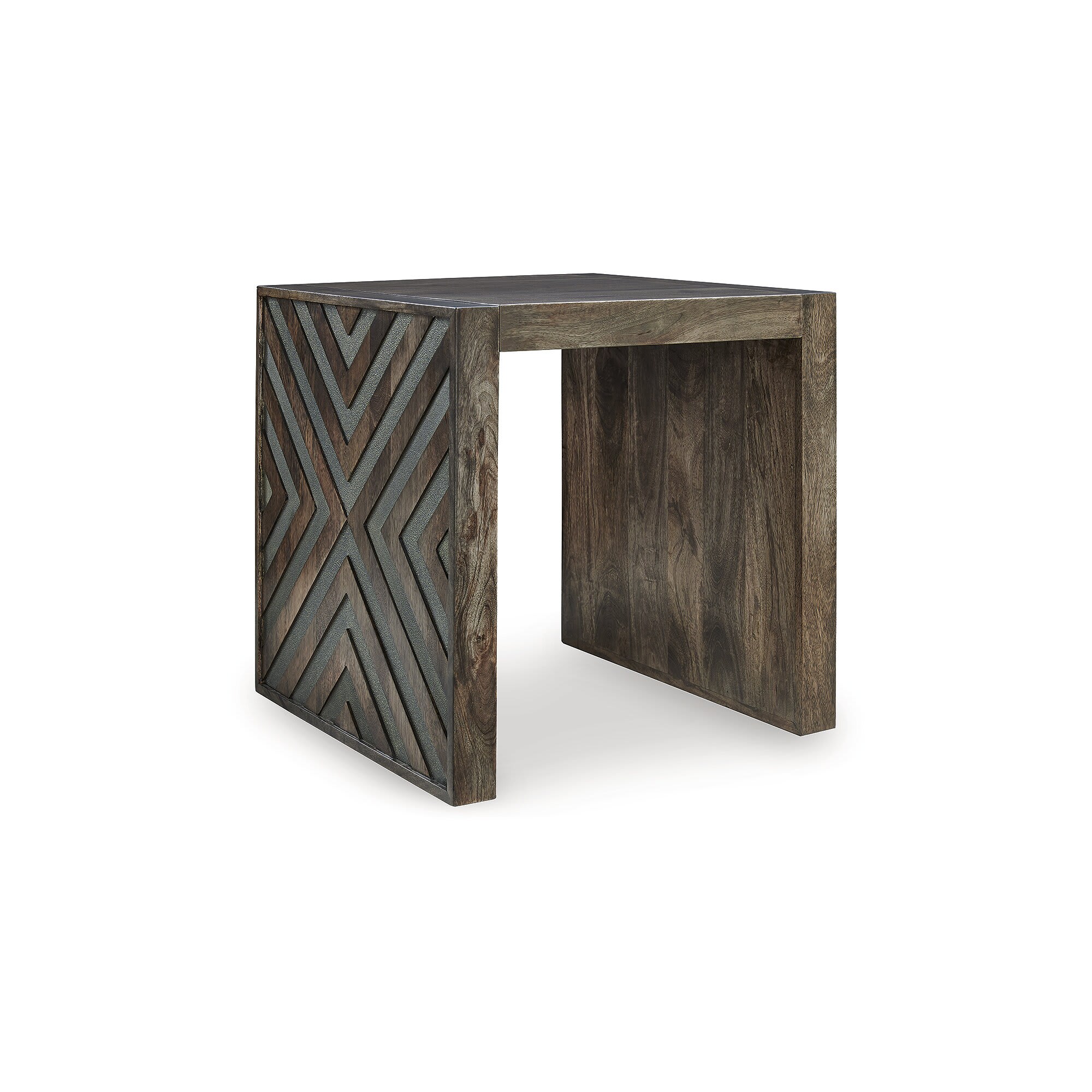 Signature Design by Ashley T567-2 Dreggan Brown End Table with Mango Wood and Diamond Pattern Sides