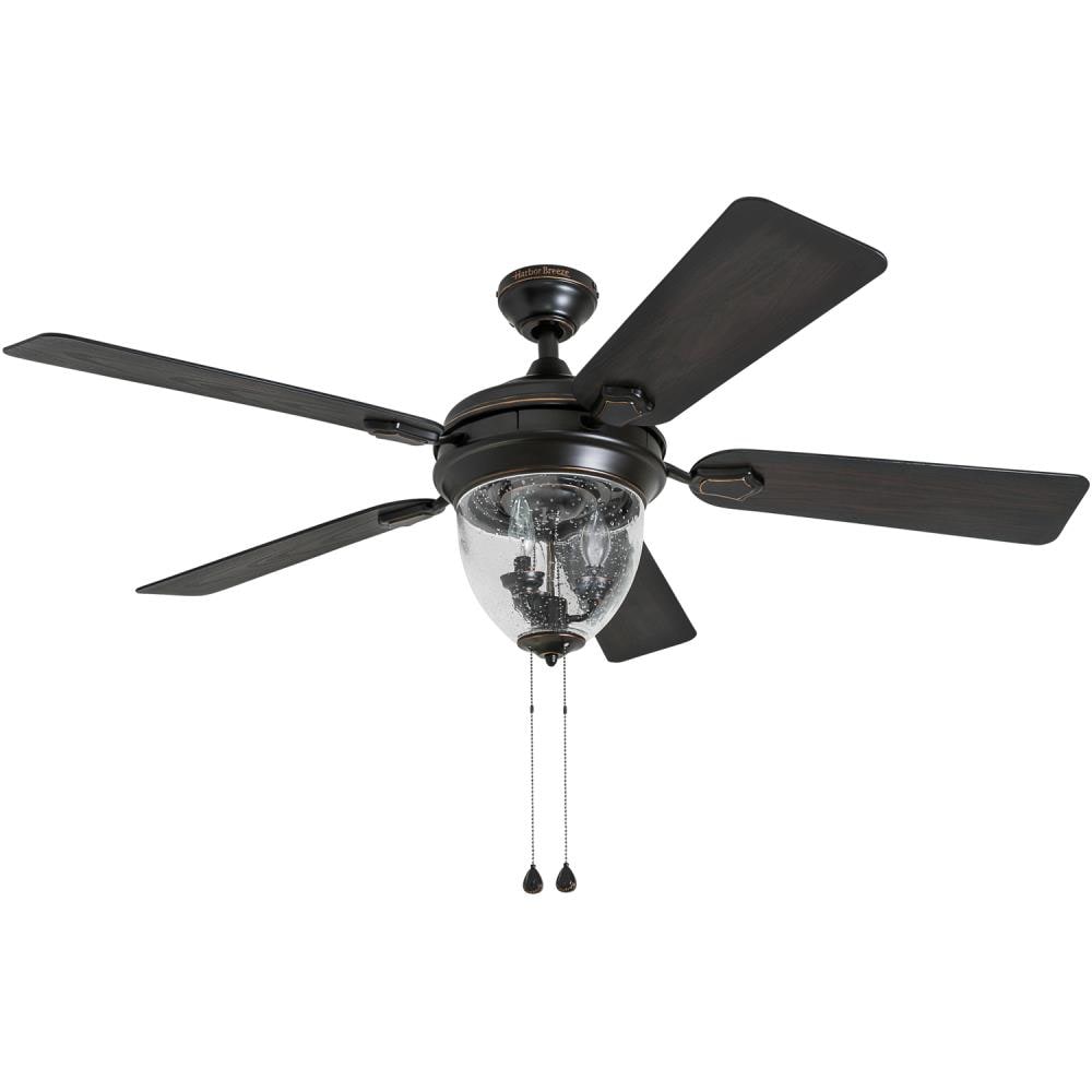 Harbor Breeze 40665 Ellesmere 52-in Oil Rubbed Bronze Ceiling Fan with Light Kit (5-Blade)