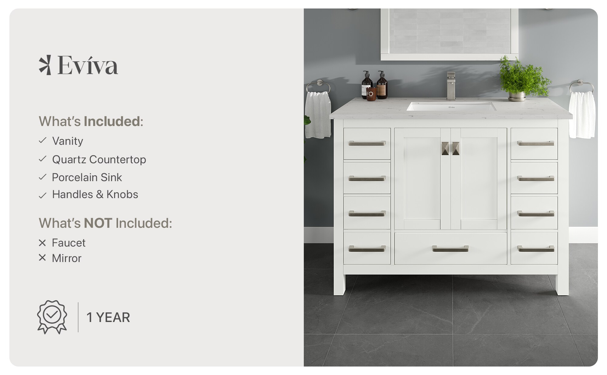 Eviva TVN414-42X18WH Bath-Vanity-Combo - View #8