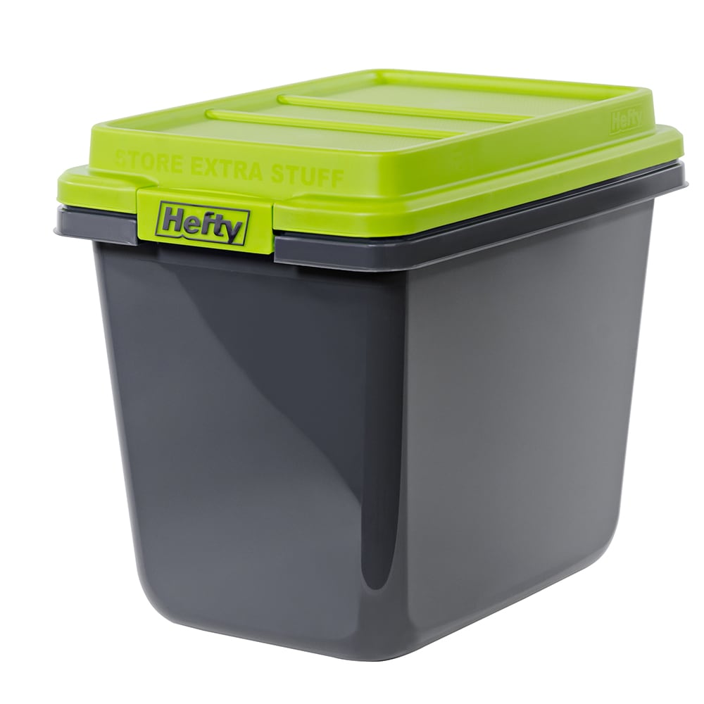 4 Pks Hefty 113 Qt.Clear Plastic Durable Storage Bin W/ Blue Hi-Rise Lid  Secure