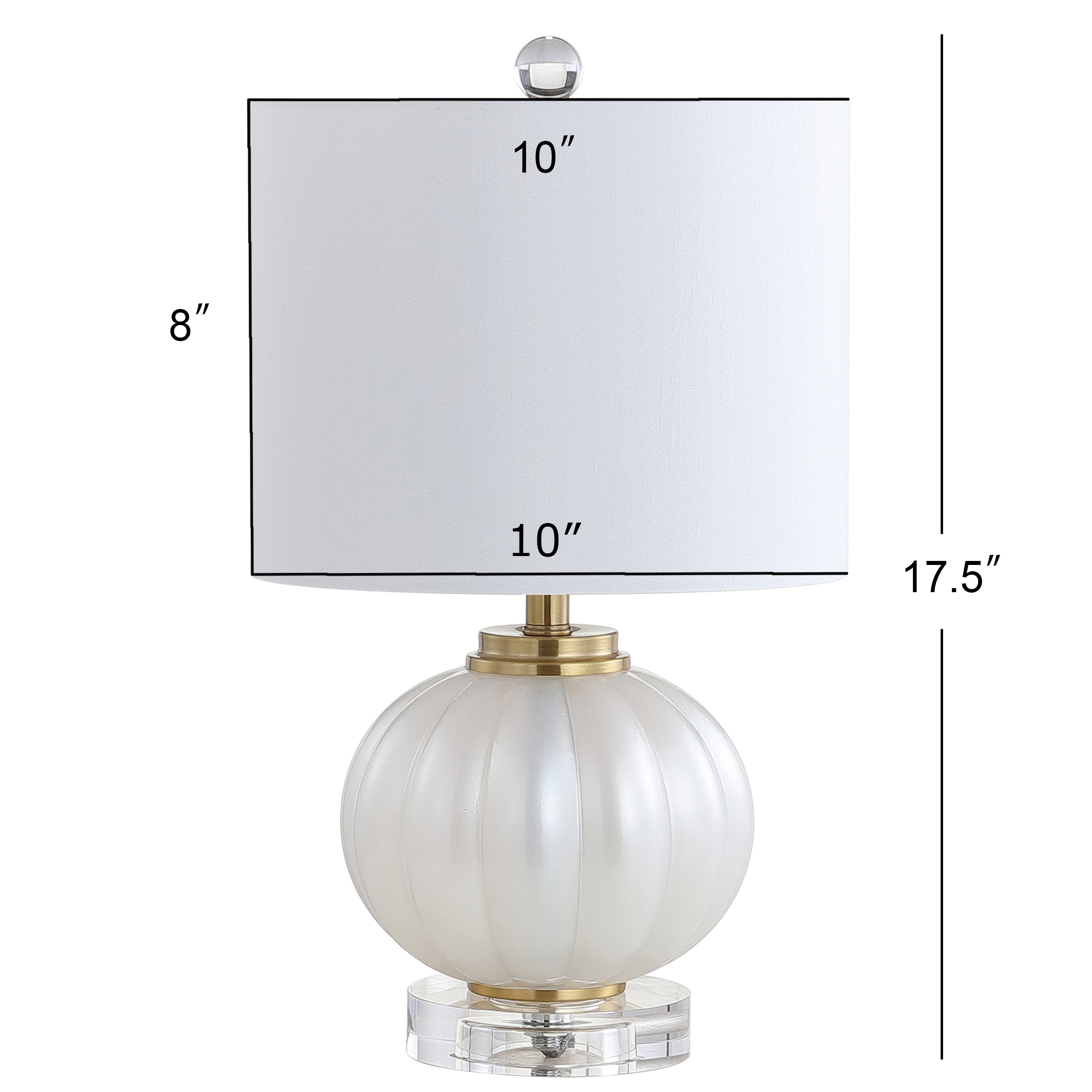 Elegant Iridescent 17.5" White Glass Table Lamp with Silk Shade