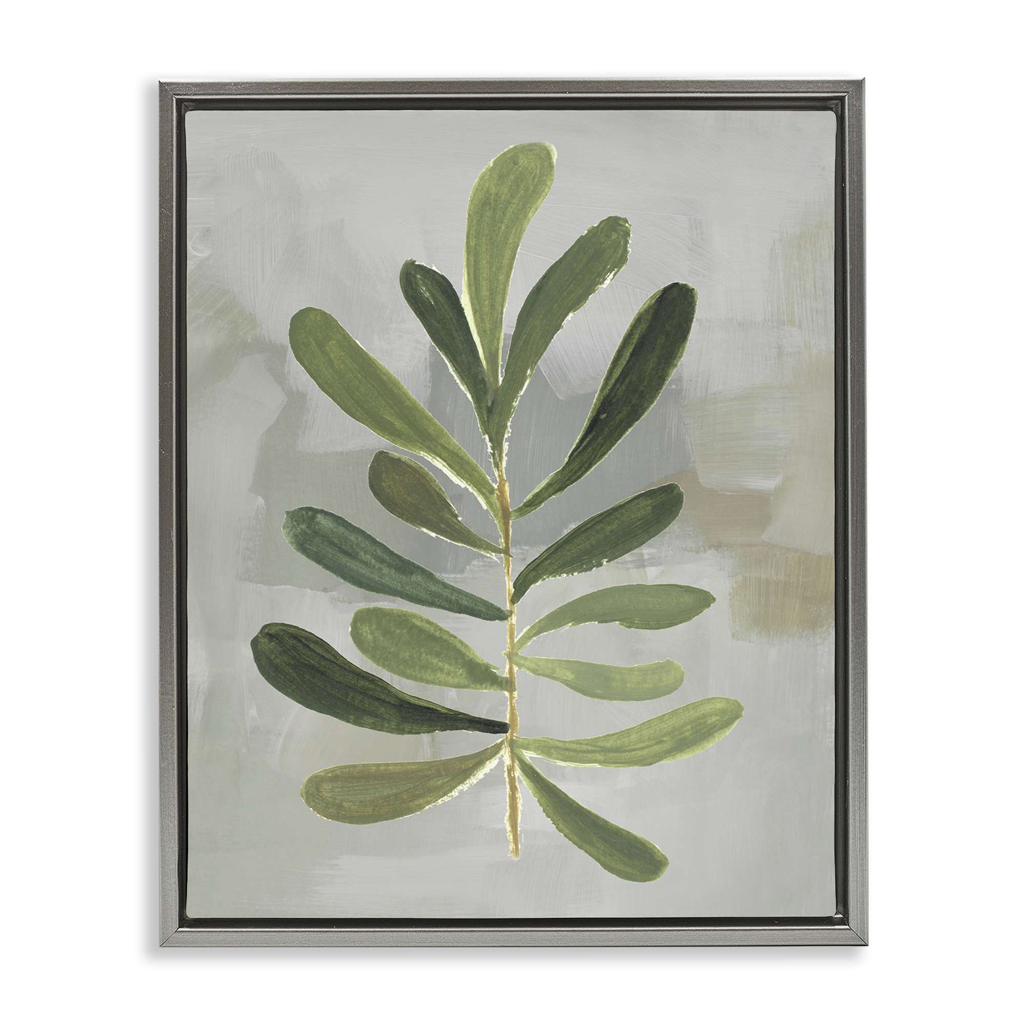 Stupell Industries BT-274-FFL-16X20 Single Green Leaf Branch Gray Framed Floater Canvas Wall Art By Lanie Loreth 17 x 21