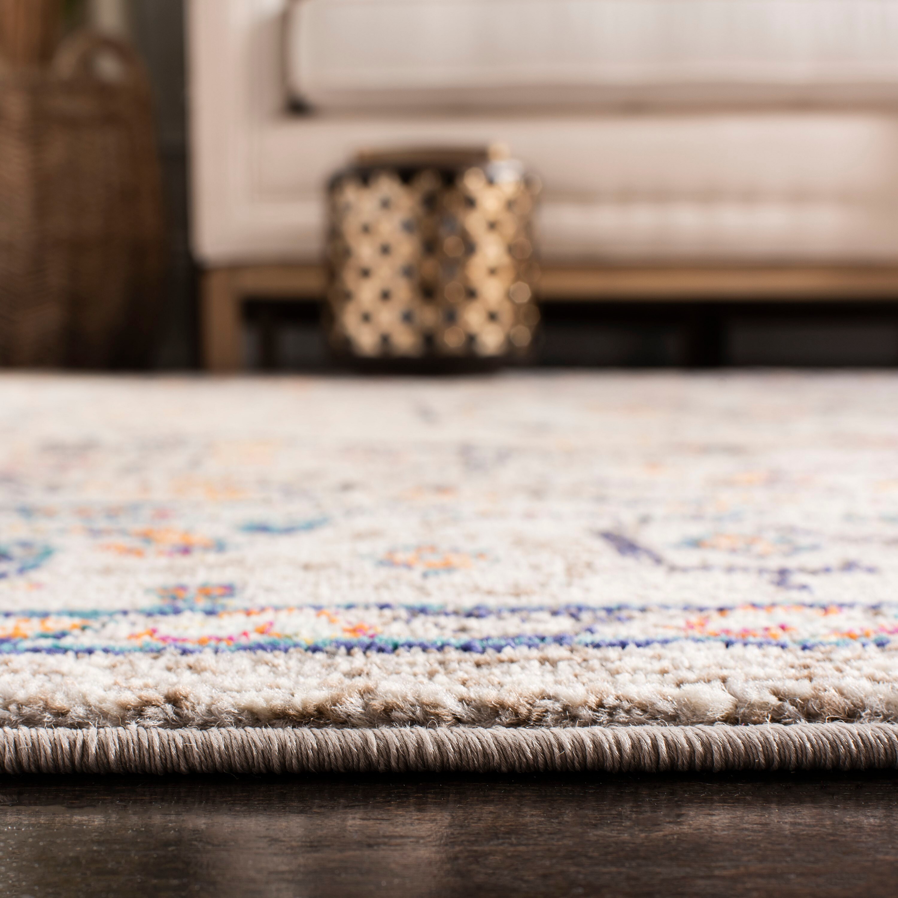 Metro-Mod Grey and Blue Flat Woven Synthetic Area Rug - 26"x16"