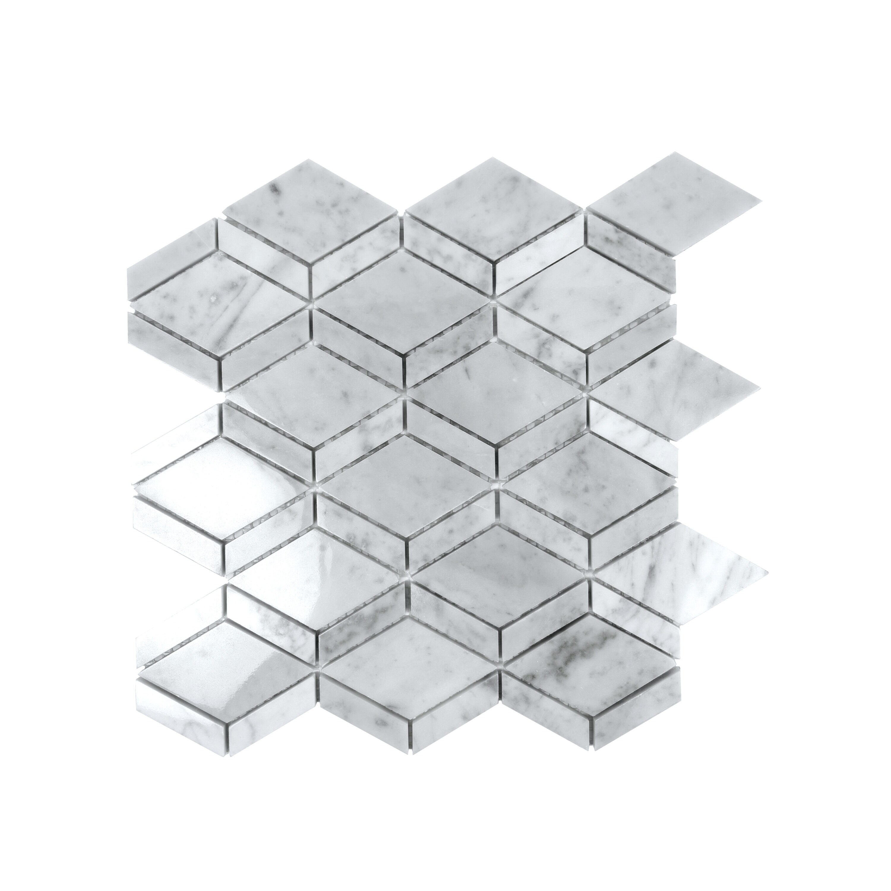 Apollo Tile (Sample) Gray 4-in x 4-in Carrara-look Marble Diamond Mosaic Floor and Wall Tile