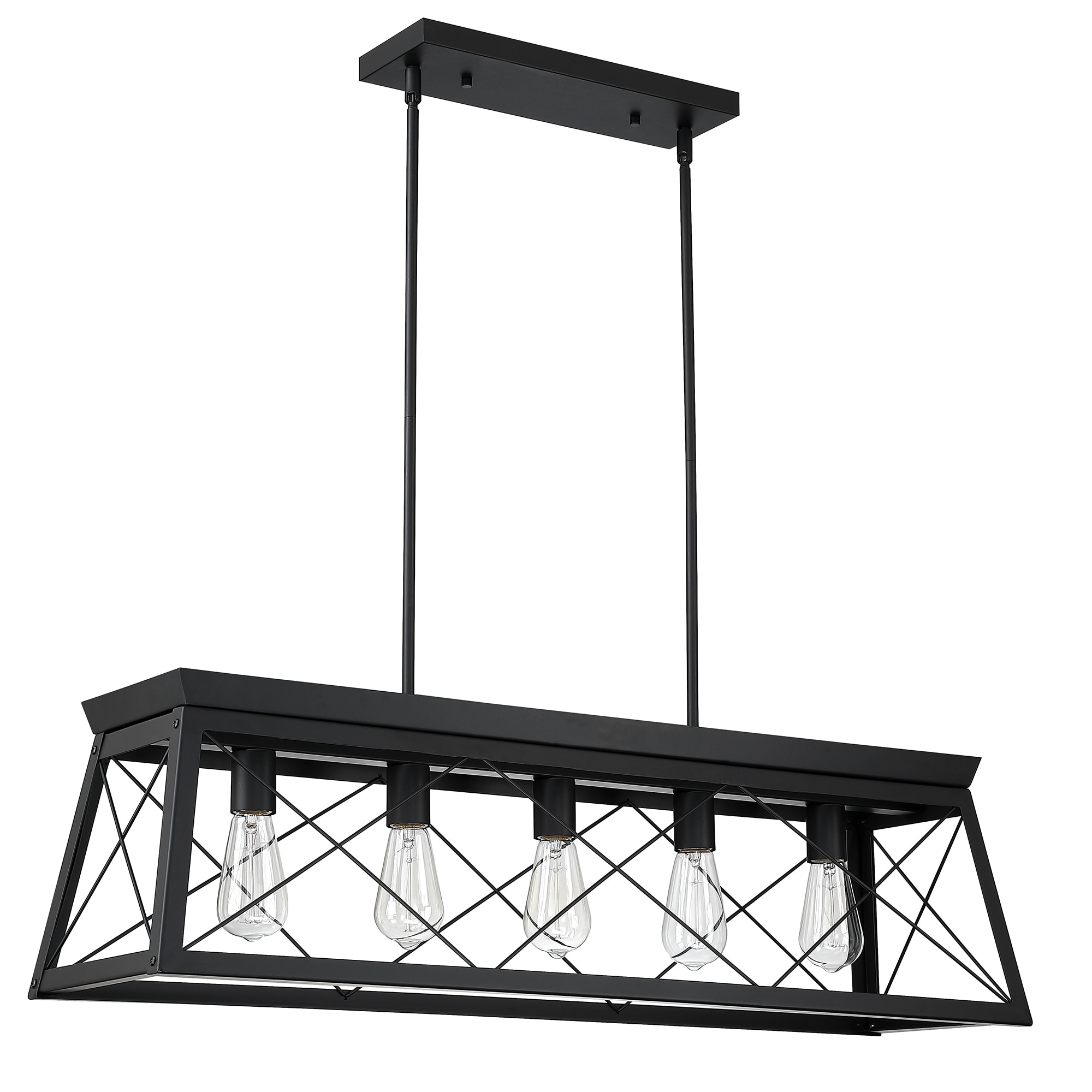 Hukoro F52315-11I 5 -Light Matte Black Industrial Linear Hanging