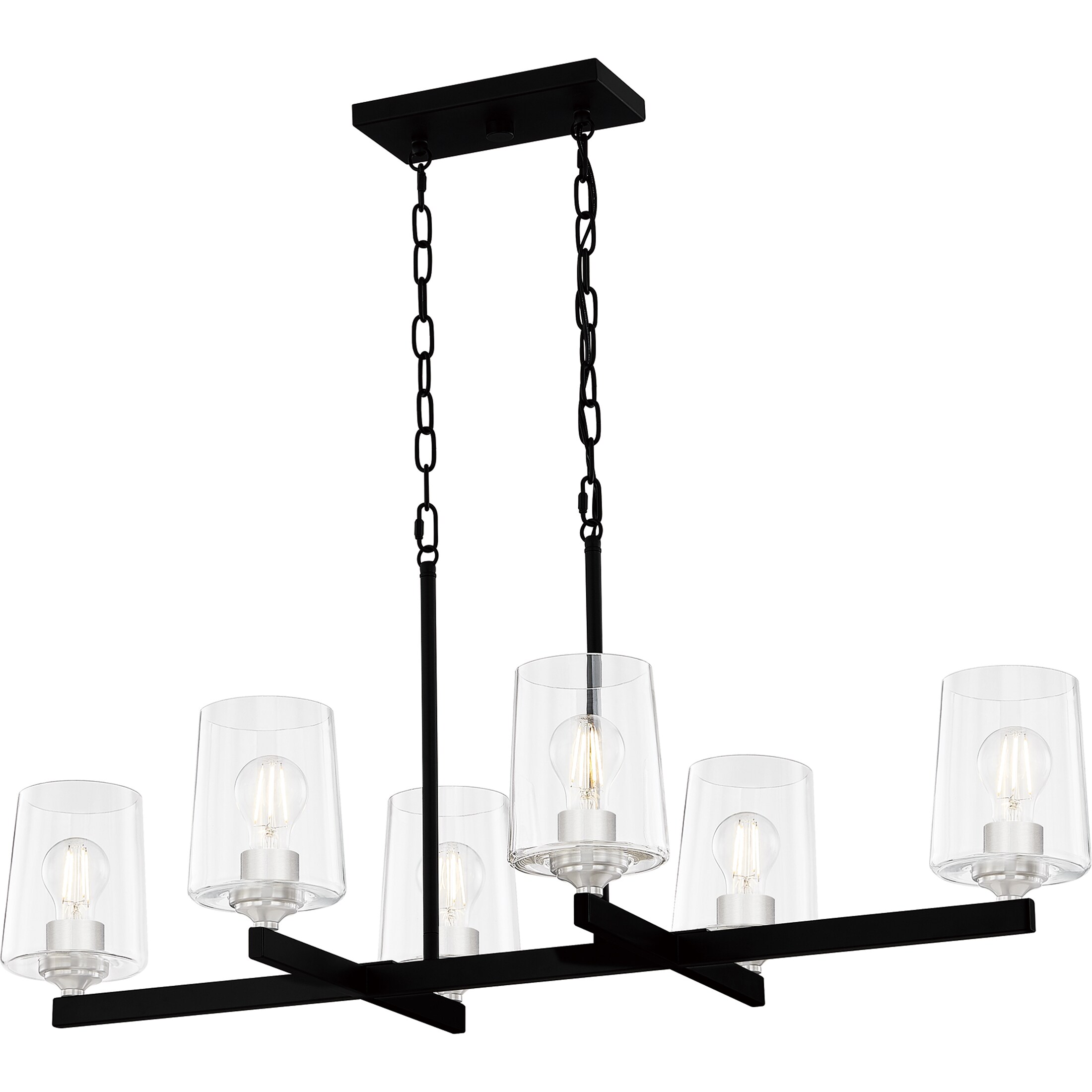 Quoizel Whitlock 6-Light Matte Black and Brushed Nickel Modern/Contemporary  Damp Rated Chandelier