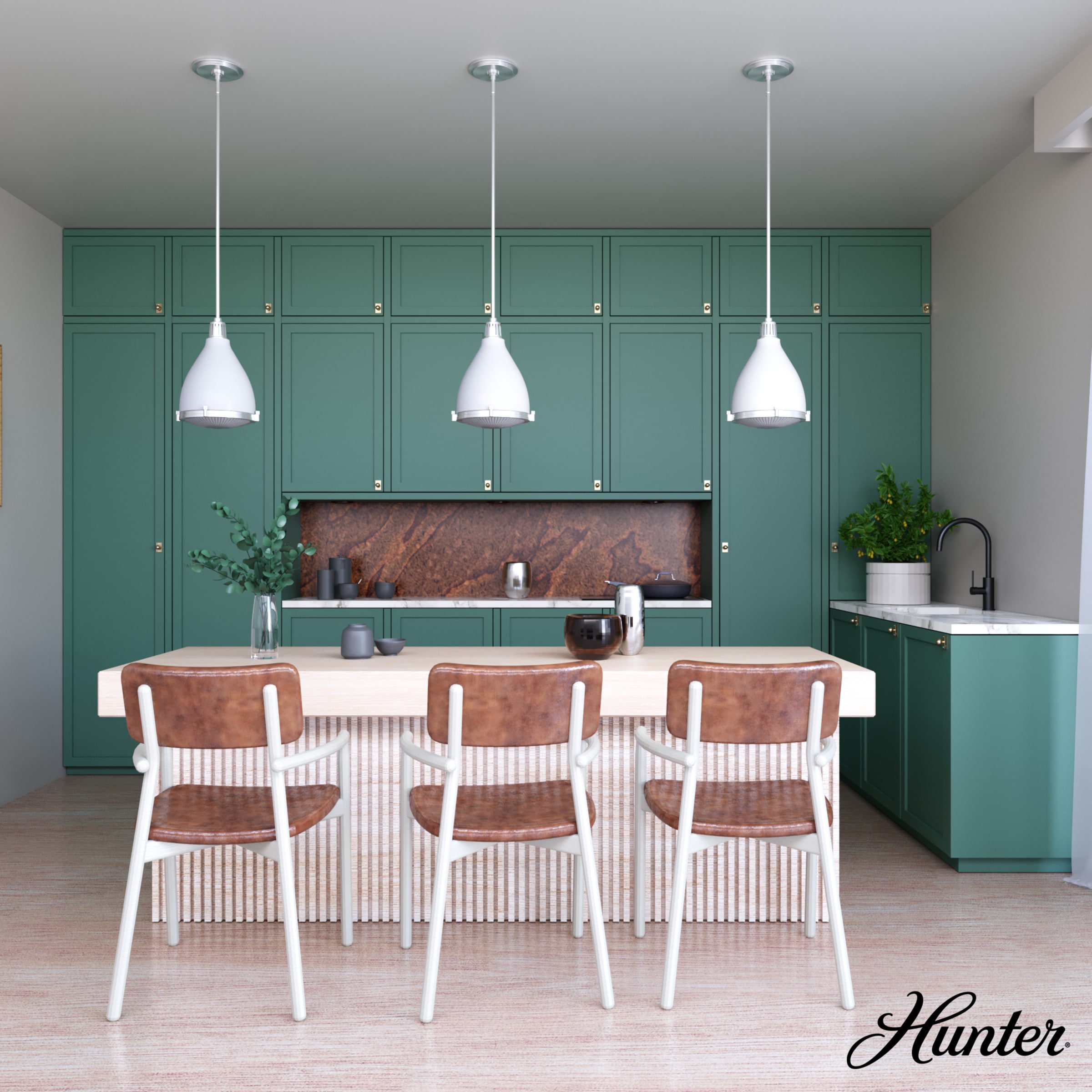 Hunter Bluff View Fresh White Dome LED Pendant Light