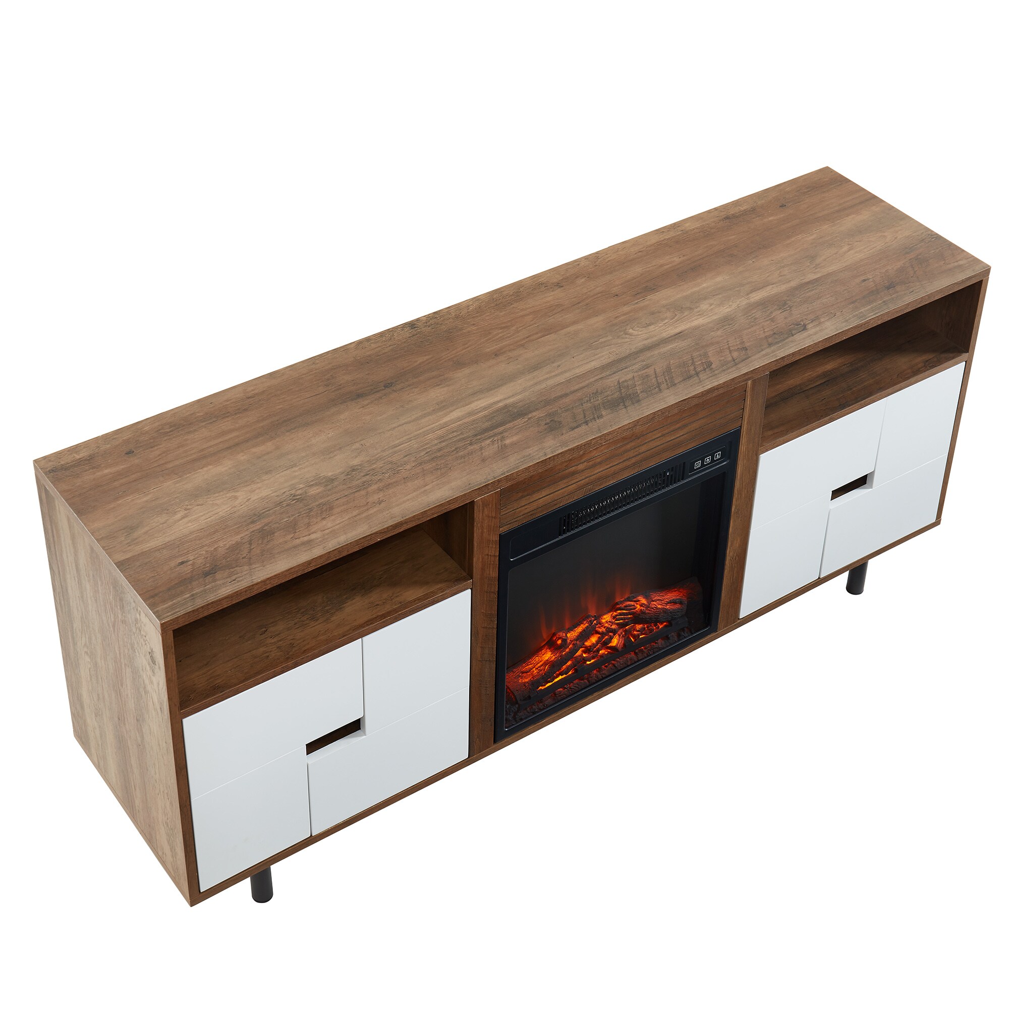 CASAINC 60in W White TV Stand with LED Electric Fireplace in the