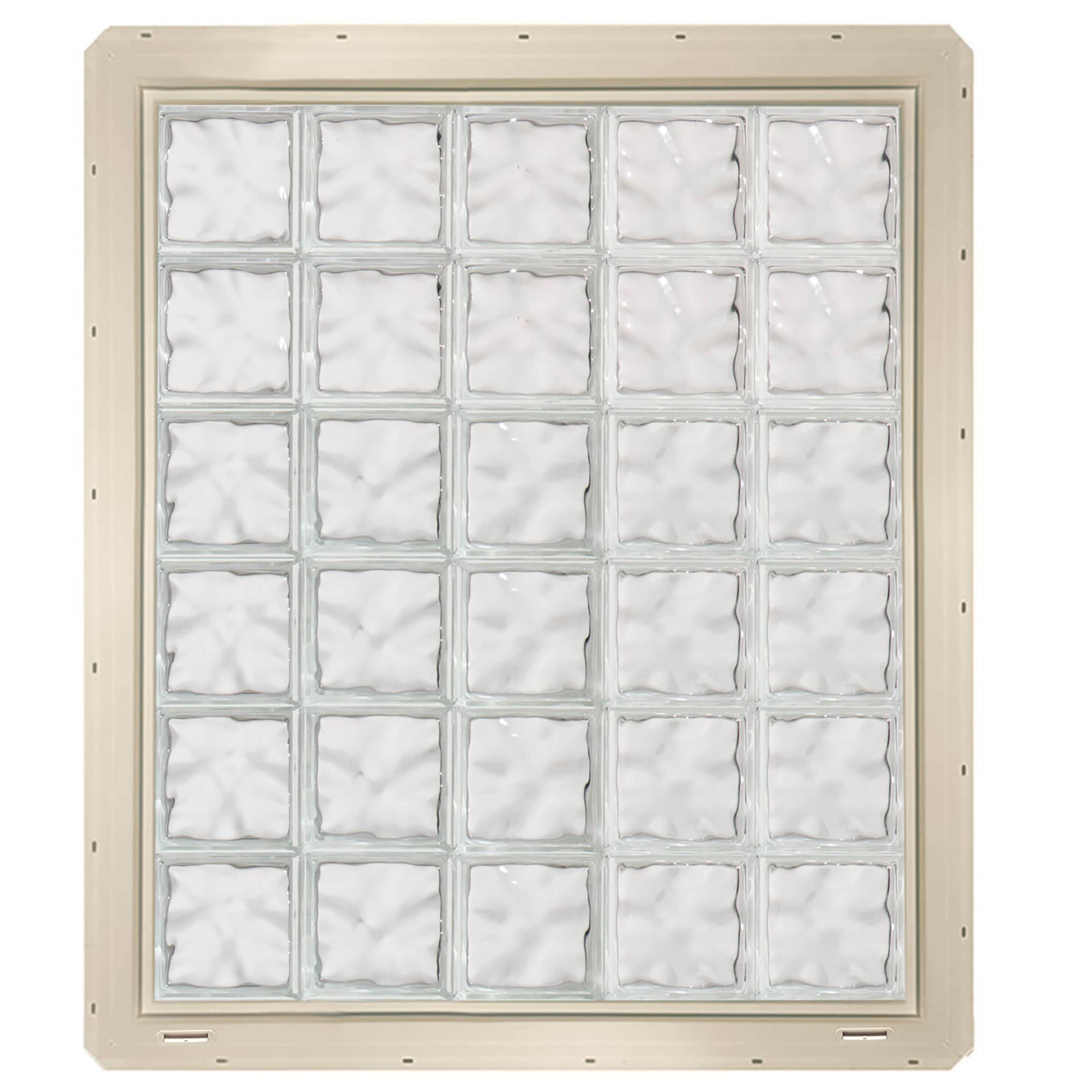 CrystaLok CL4048SDCAL Wavy Glass 39.25-in x 46.75-in Vinyl New Construction Glass Block Window