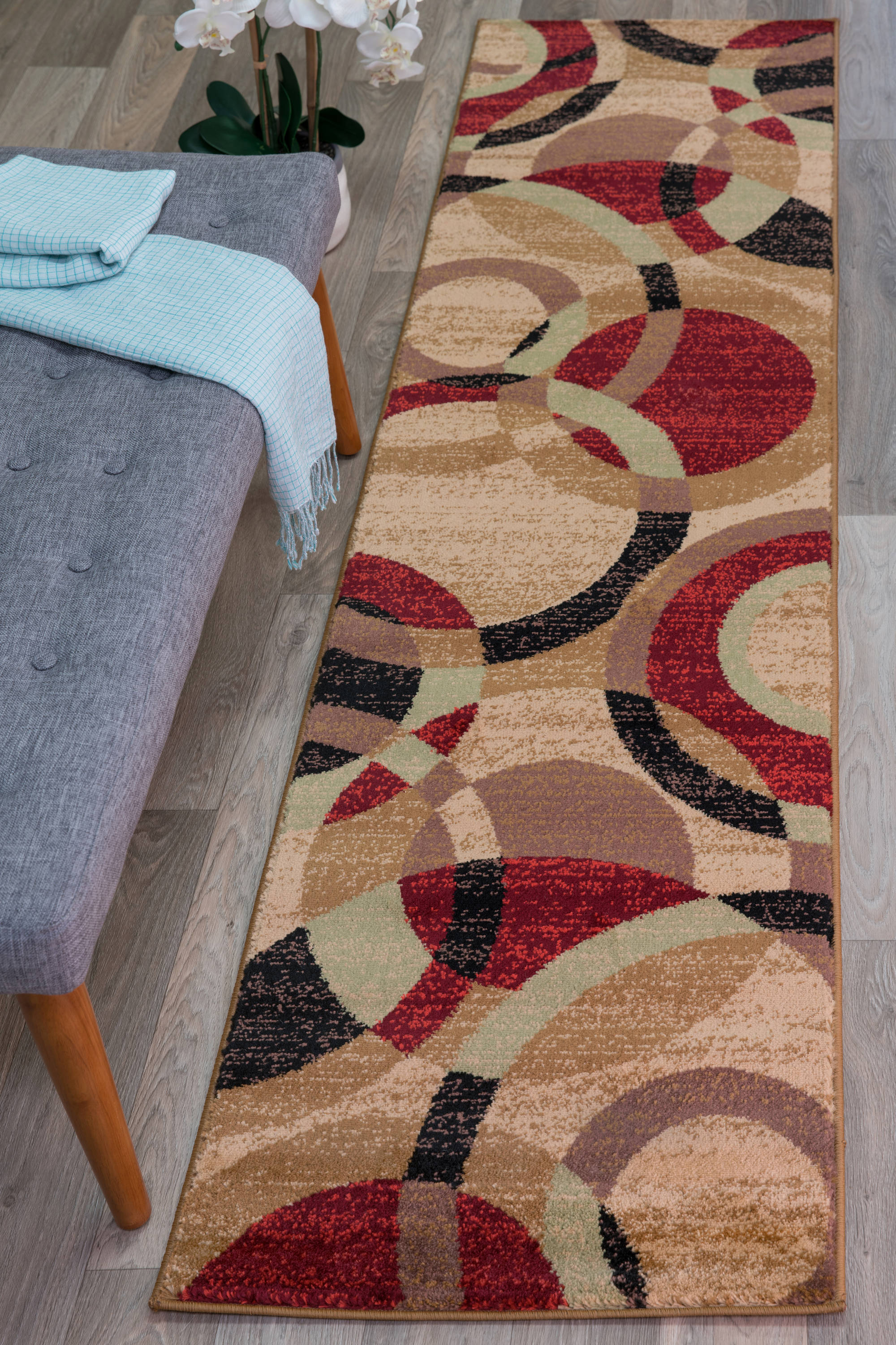 World Rug Gallery 105 MULTI 2X7 Florence 2 x 7 (ft) Loomed Polypropylene Multi Rectangular Indoor Abstract Mid-Century Modern Runner rug