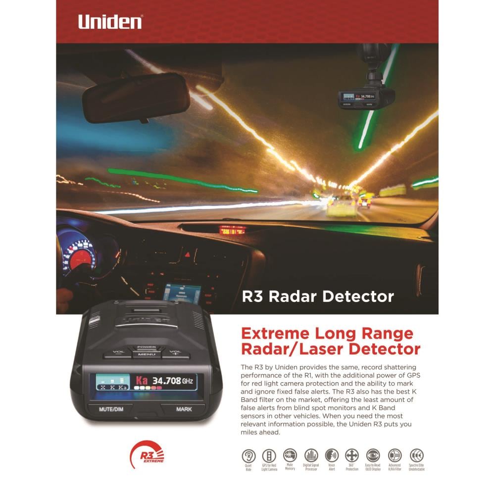 New Uniden Extreme Long Range Radar Laser Detector R3BLK