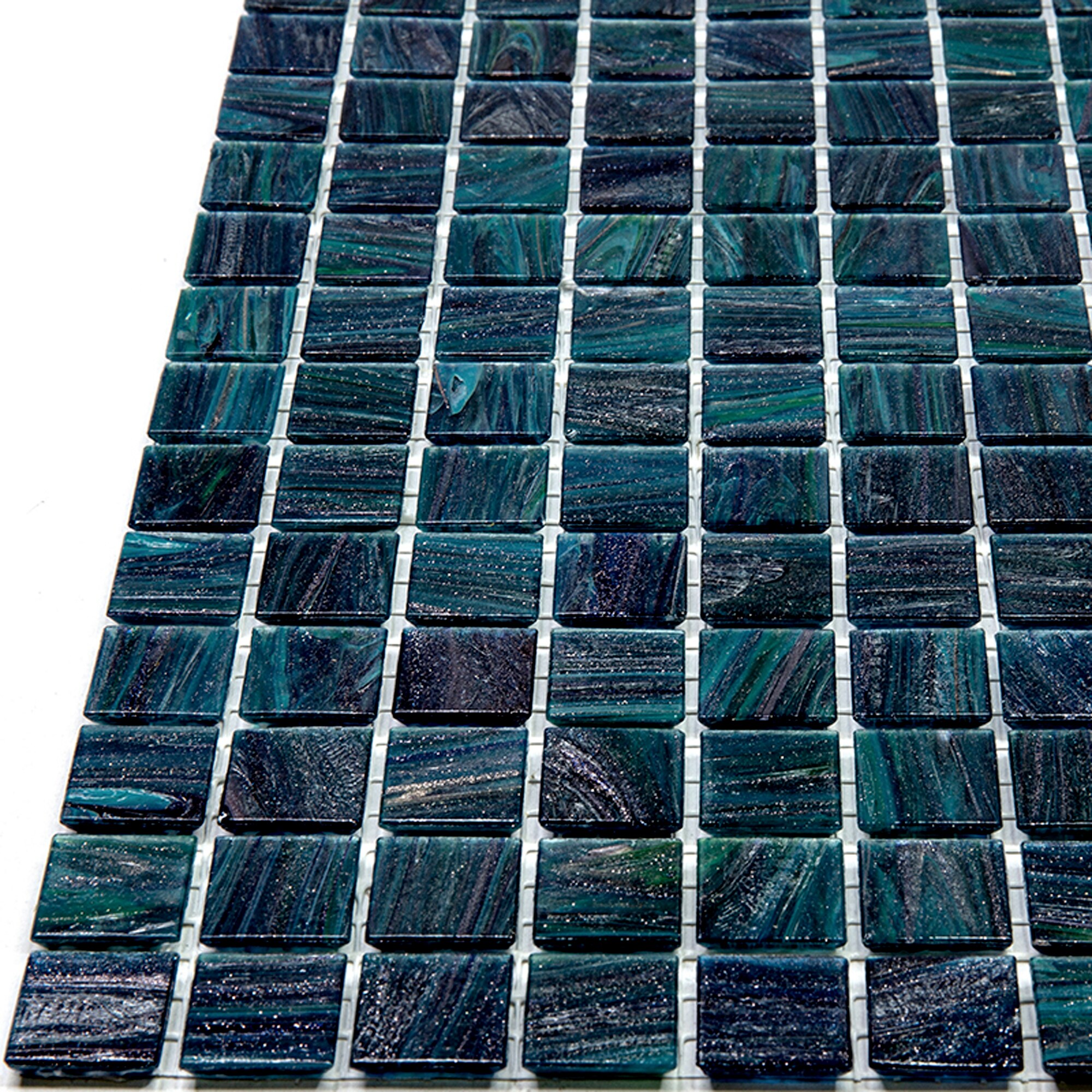Celestial Pine Green Glossy Glass Mosaic Wall and Floor Tile
