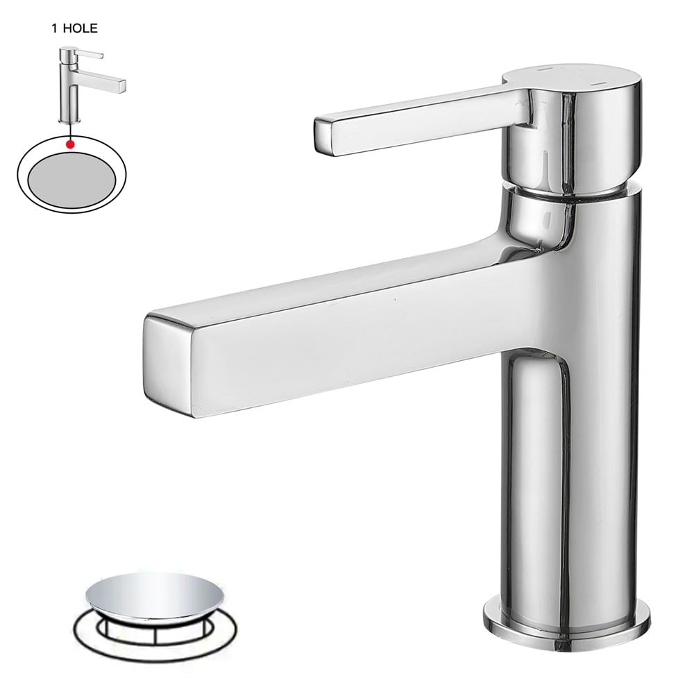 Polished Chrome Single Handle Modern Bathroom Faucet