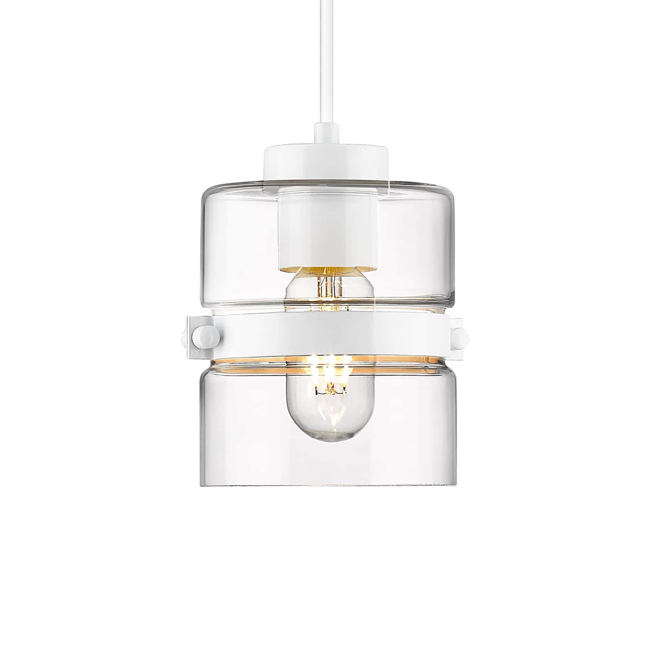 LTMATE LSJE258MIL WH JAZAVA White Industrial Clear glass Dome Medium Hanging Pendant light
