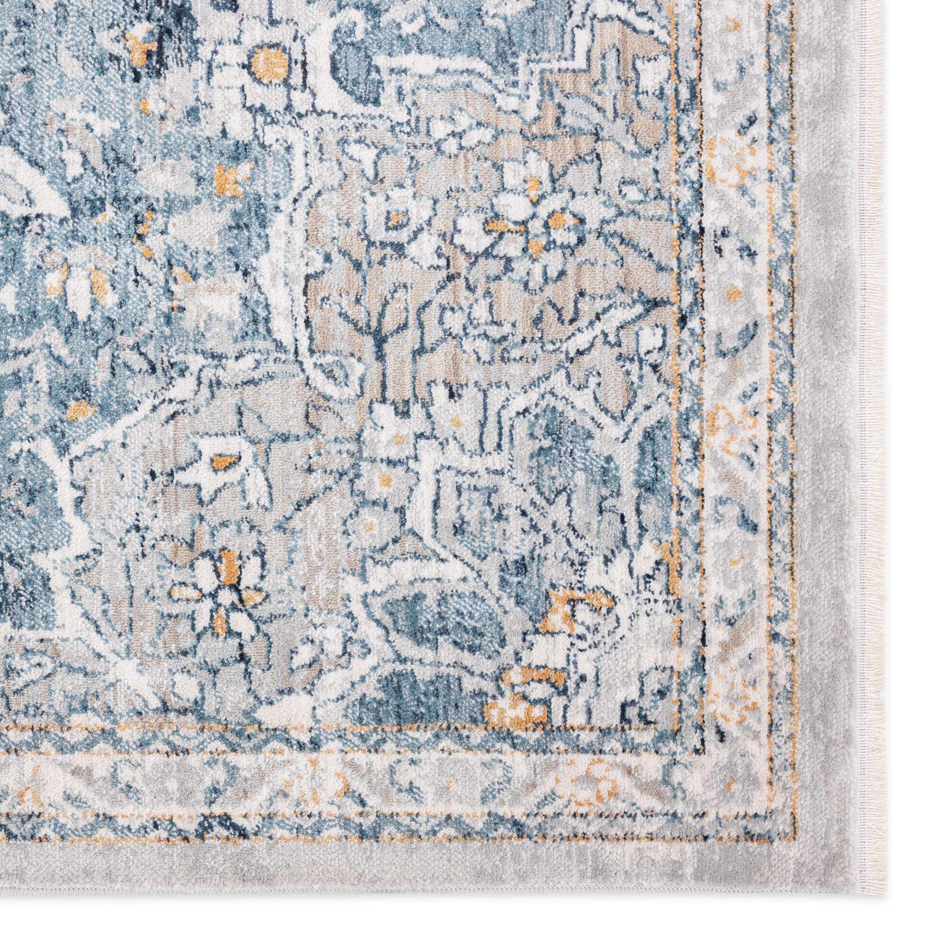 Homesahel Blue And Ivory Medallion 2'' X 3'' Scatter Rug - Modern Carpet  For Entrance, Living Room